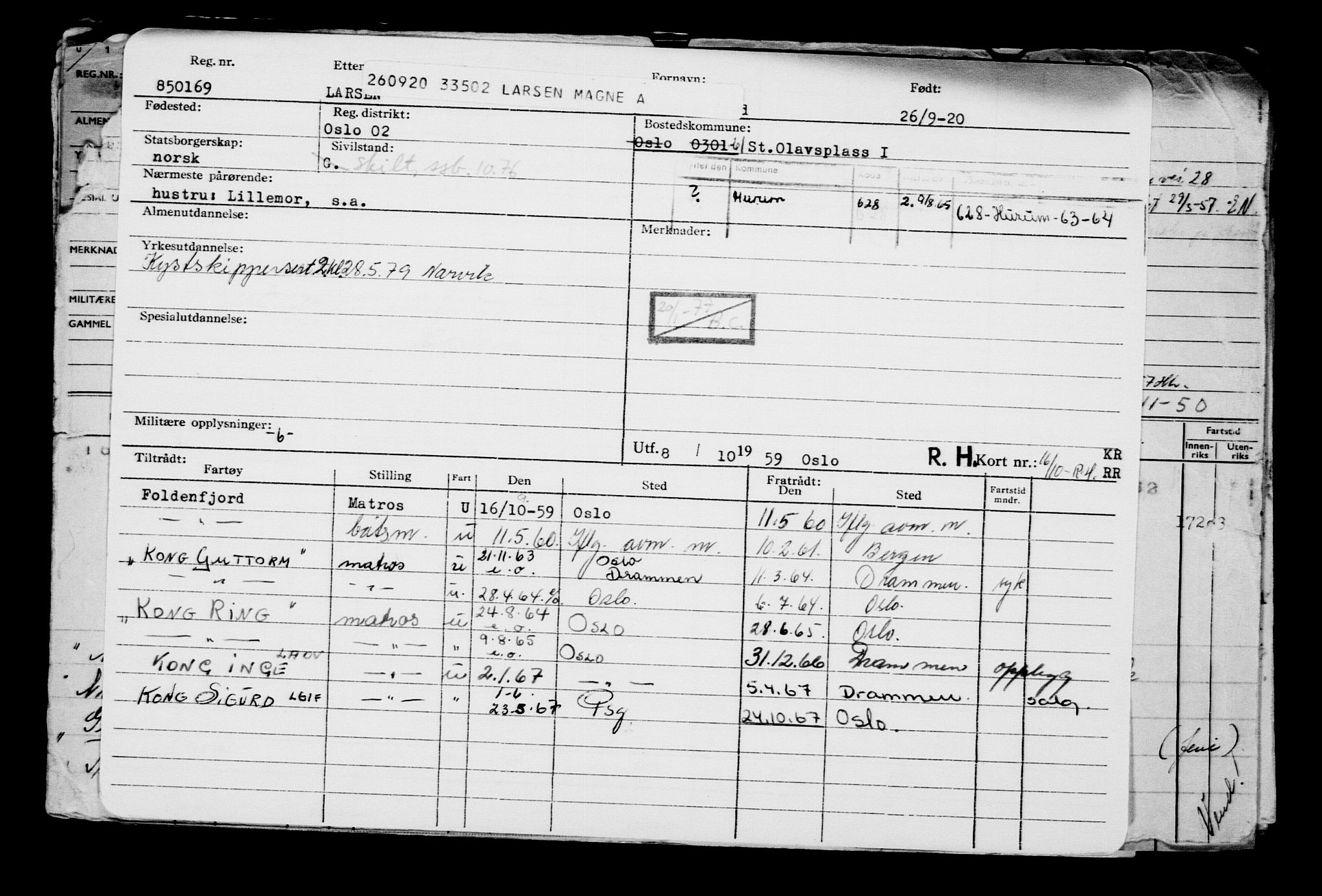 Direktoratet for sjømenn, AV/RA-S-3545/G/Gb/L0185: Hovedkort, 1920, p. 706