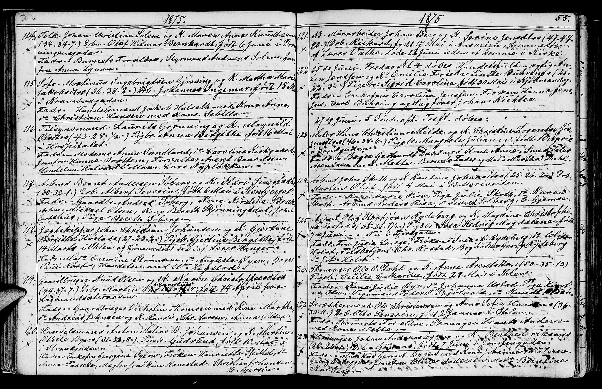 Ministerialprotokoller, klokkerbøker og fødselsregistre - Sør-Trøndelag, SAT/A-1456/602/L0142: Parish register (copy) no. 602C10, 1872-1894, p. 55
