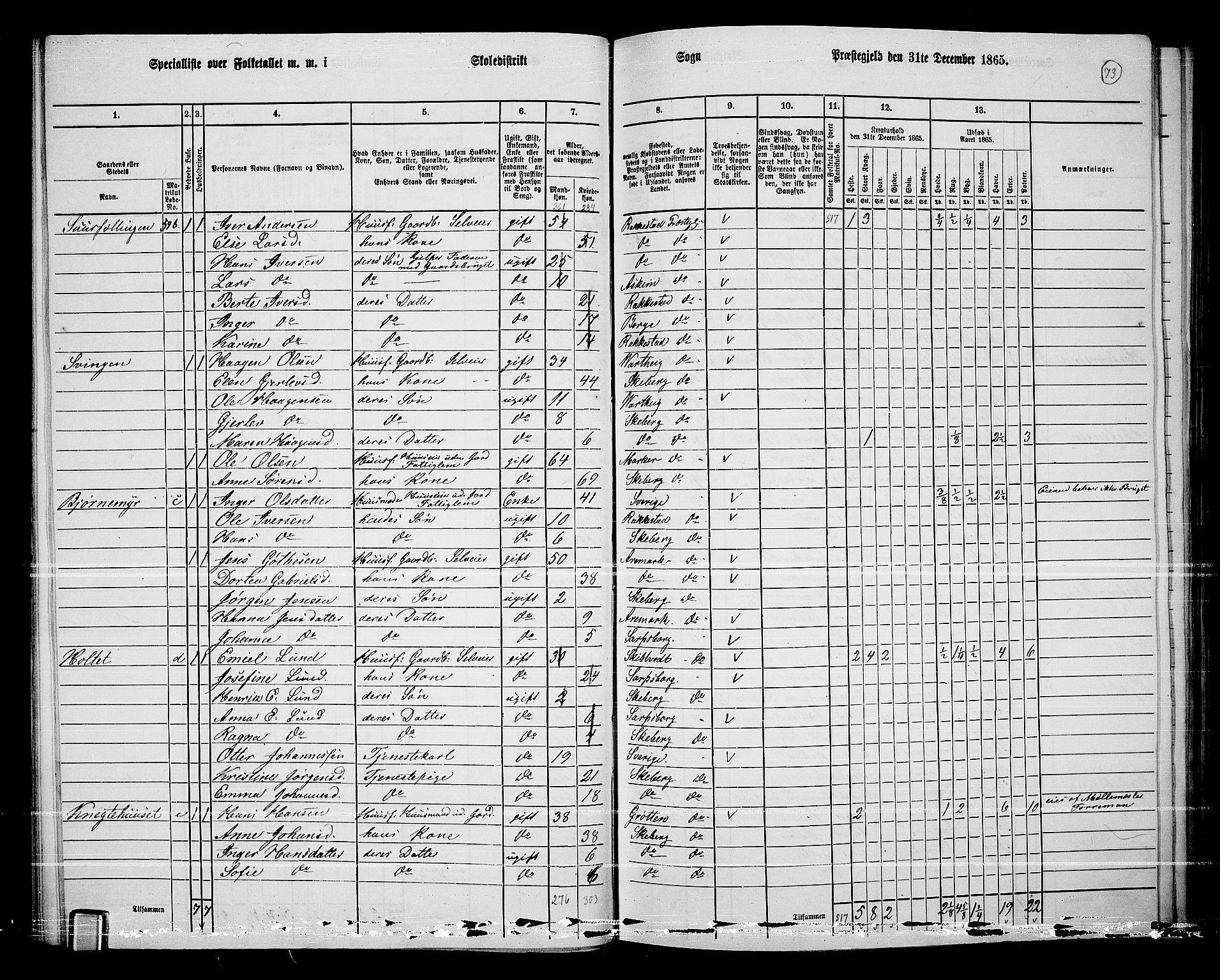 RA, 1865 census for Skjeberg, 1865, p. 69