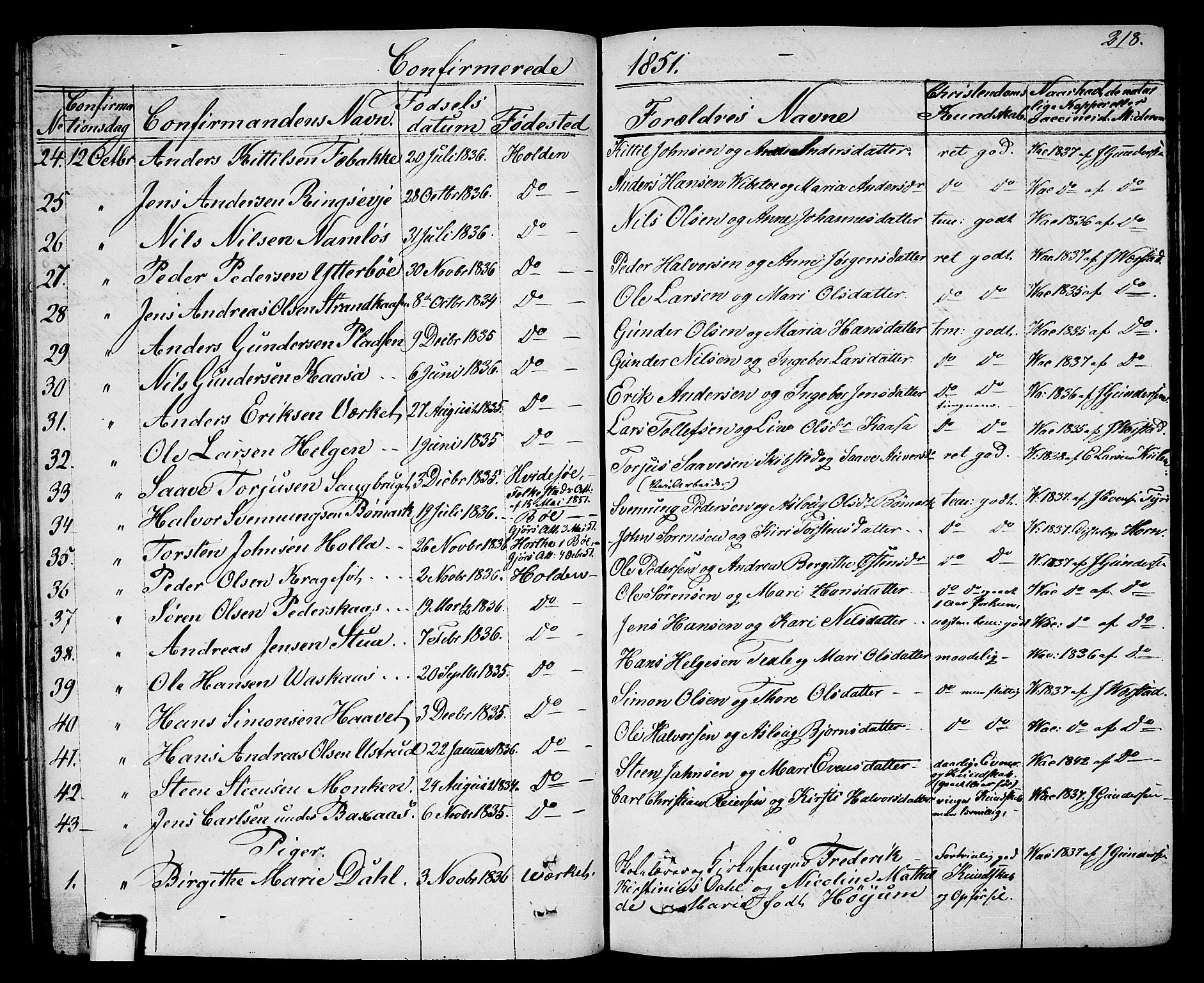 Holla kirkebøker, AV/SAKO-A-272/G/Ga/L0003: Parish register (copy) no. I 3, 1849-1866, p. 218