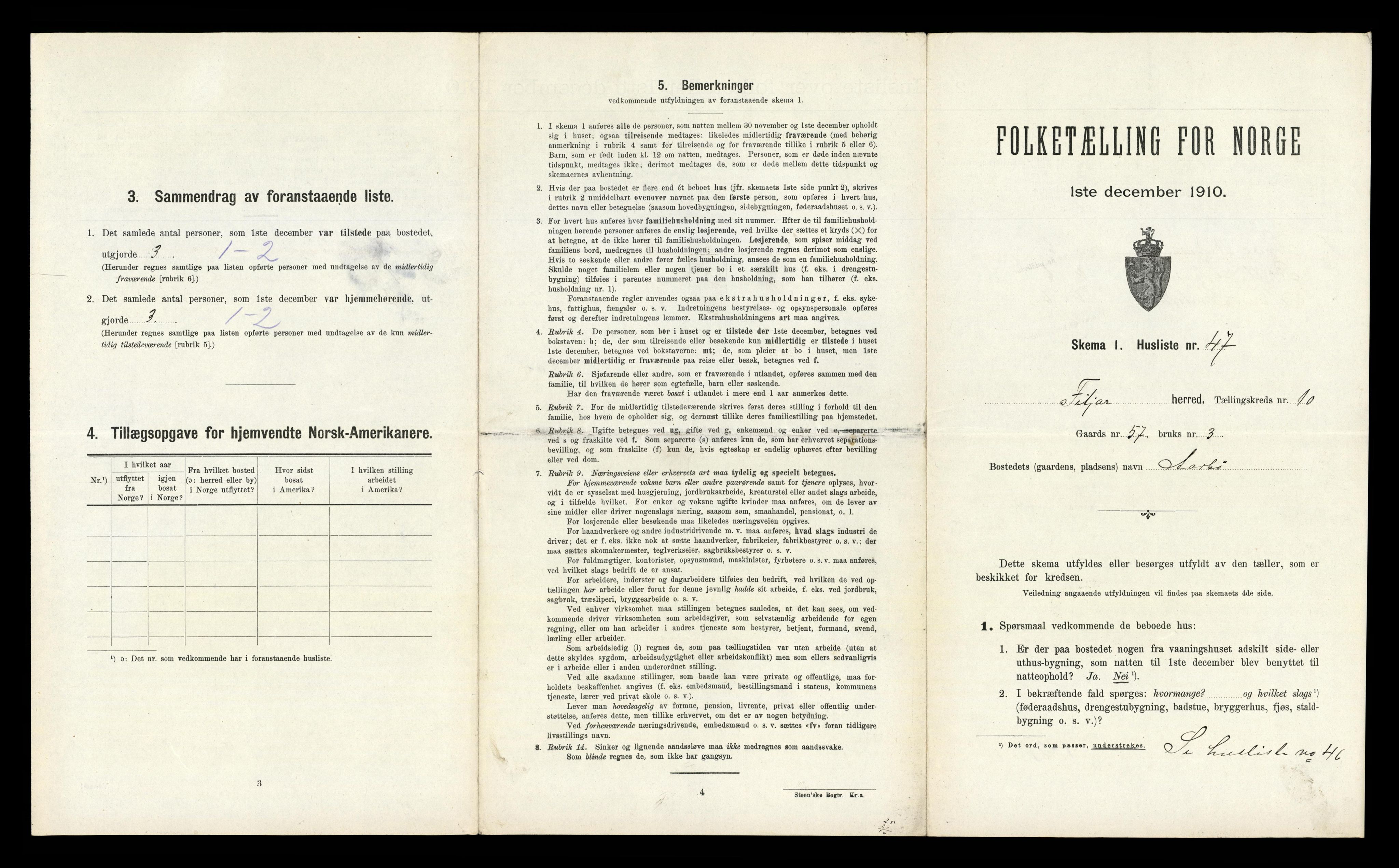 RA, 1910 census for Fitjar, 1910, p. 637