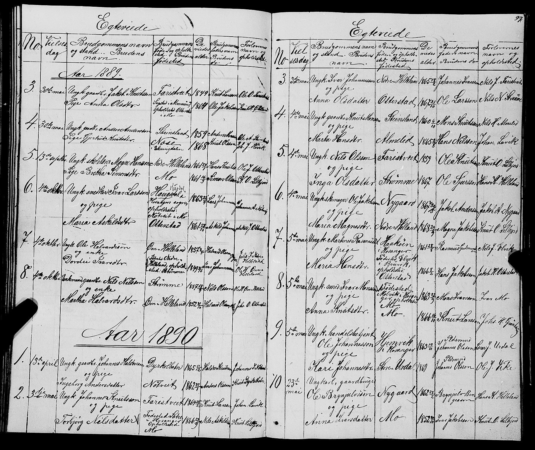 Osterfjorden Soknepresembete, SAB/A-77301: Parish register (copy) no. B 1, 1851-1890, p. 97