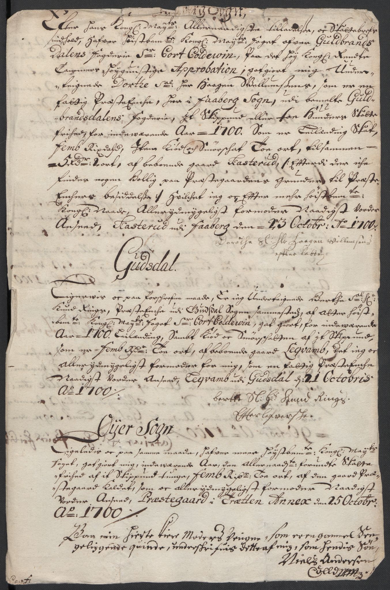 Rentekammeret inntil 1814, Reviderte regnskaper, Fogderegnskap, AV/RA-EA-4092/R17/L1173: Fogderegnskap Gudbrandsdal, 1700, p. 156