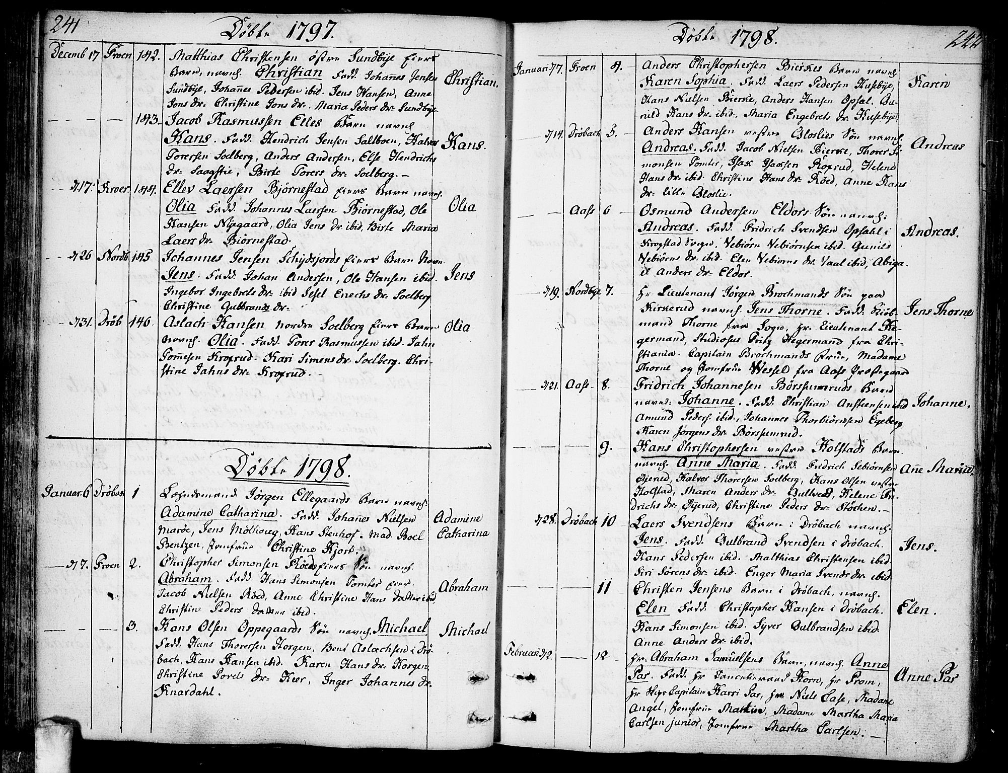 Ås prestekontor Kirkebøker, SAO/A-10894/F/Fa/L0002: Parish register (official) no. I 2, 1778-1813, p. 241-242