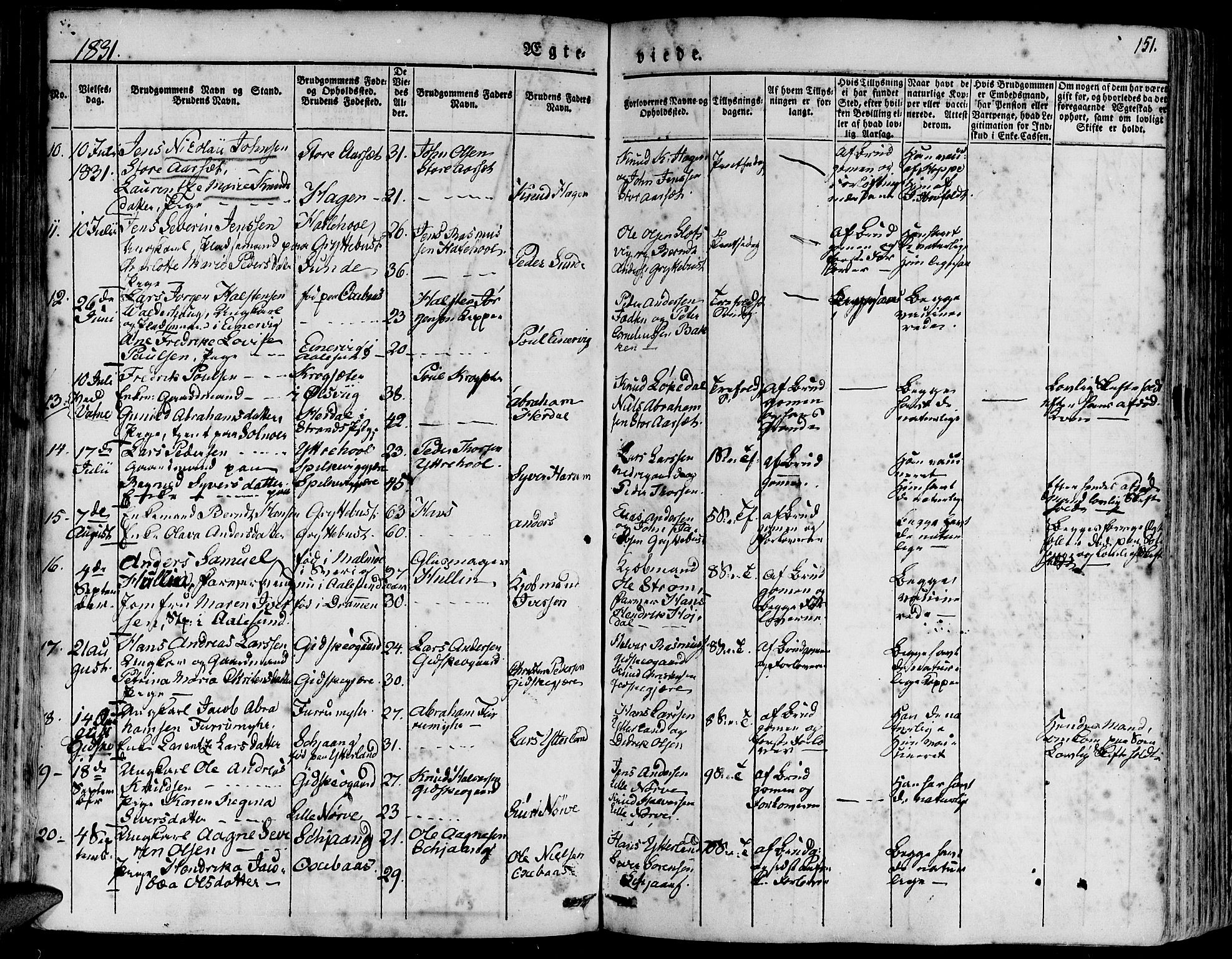 Ministerialprotokoller, klokkerbøker og fødselsregistre - Møre og Romsdal, AV/SAT-A-1454/528/L0395: Parish register (official) no. 528A06, 1828-1839, p. 151