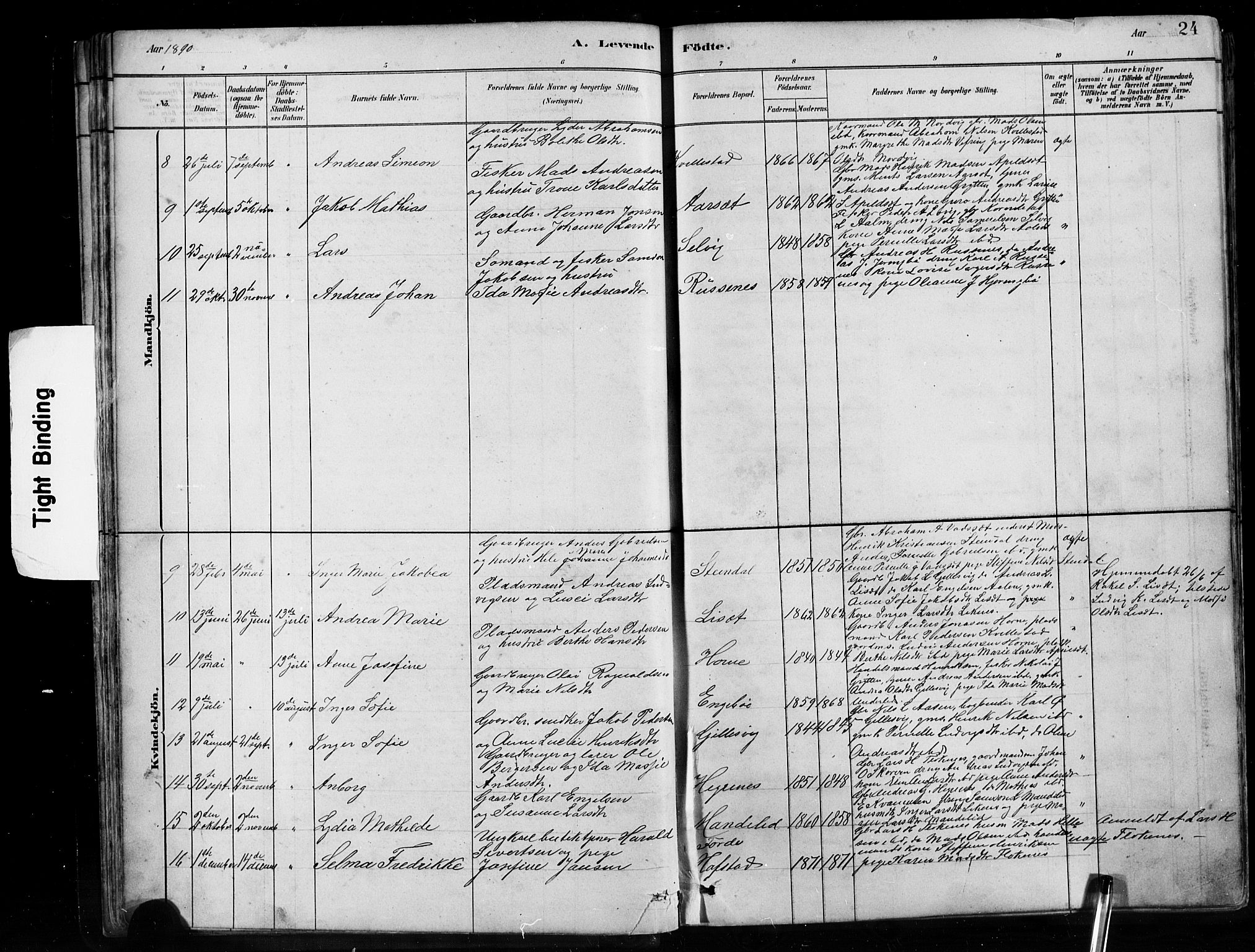 Førde sokneprestembete, AV/SAB-A-79901/H/Hab/Habe/L0001: Parish register (copy) no. E 1, 1881-1920, p. 24