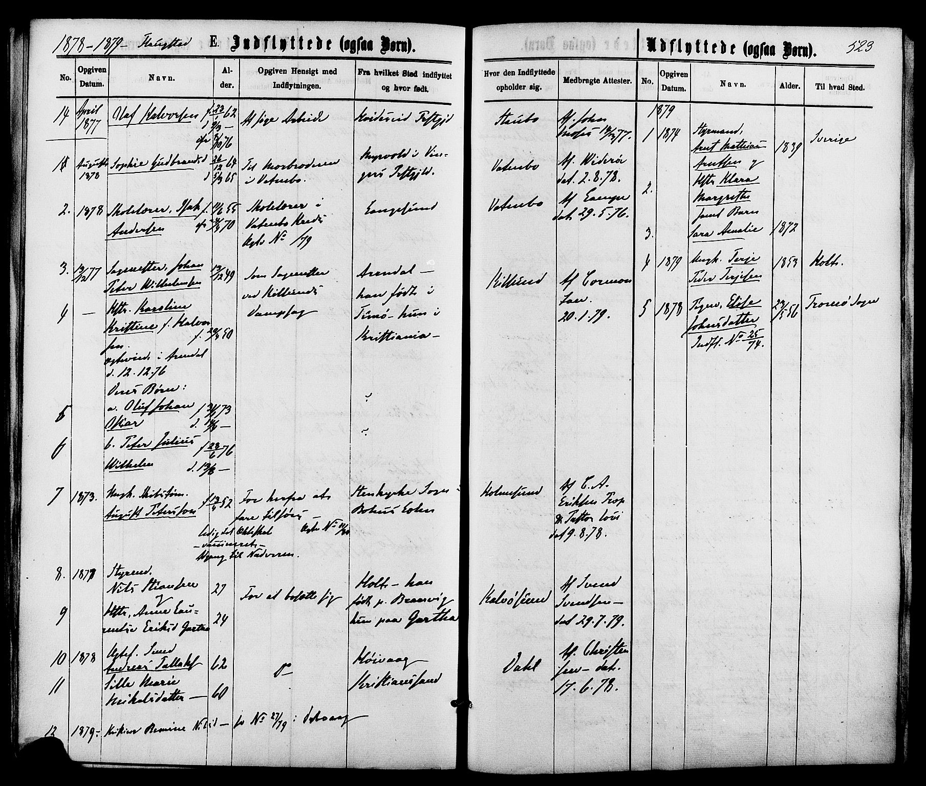 Dypvåg sokneprestkontor, SAK/1111-0007/F/Fa/Faa/L0007: Parish register (official) no. A 7 /2, 1877-1884, p. 523