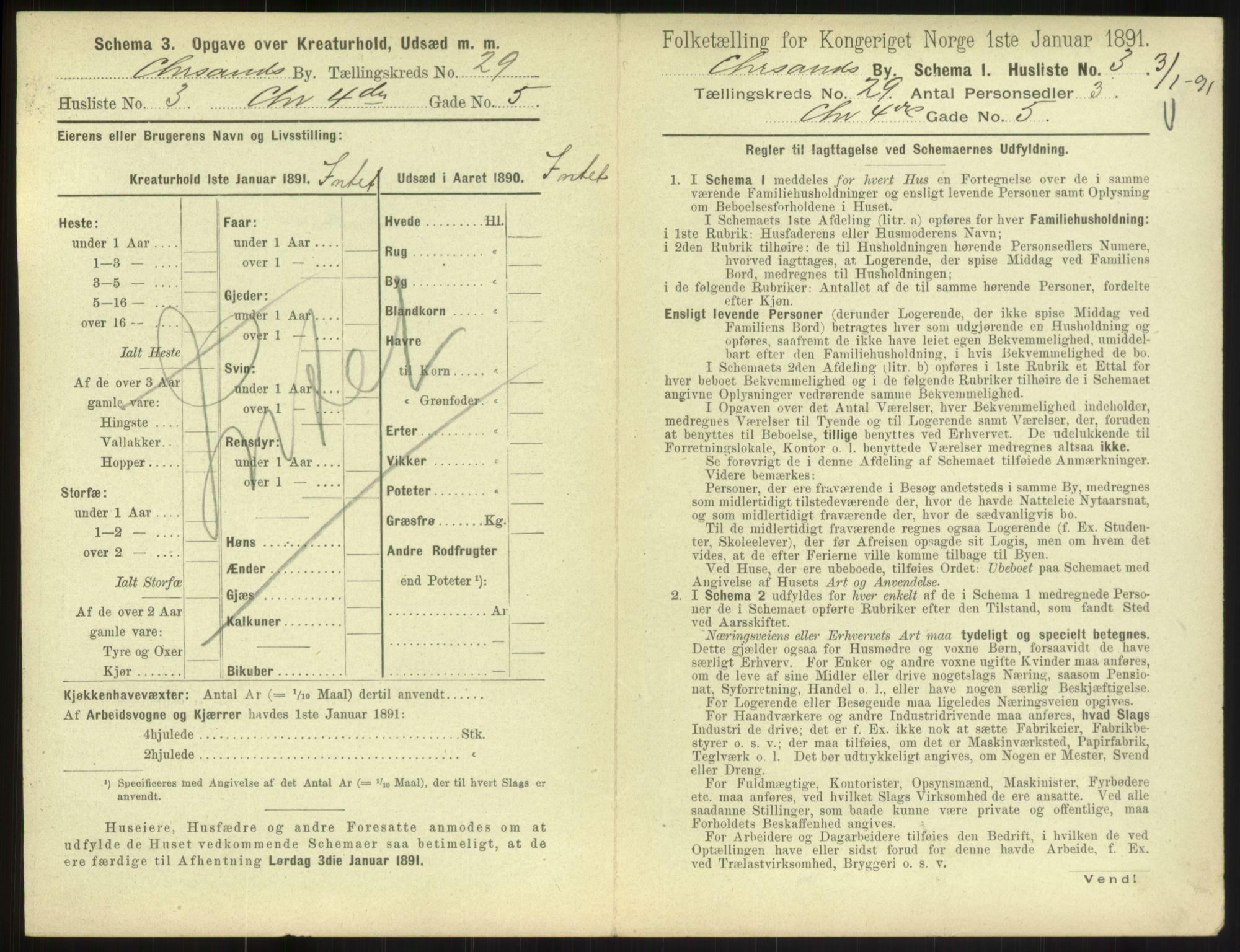 RA, 1891 census for 1001 Kristiansand, 1891, p. 1550