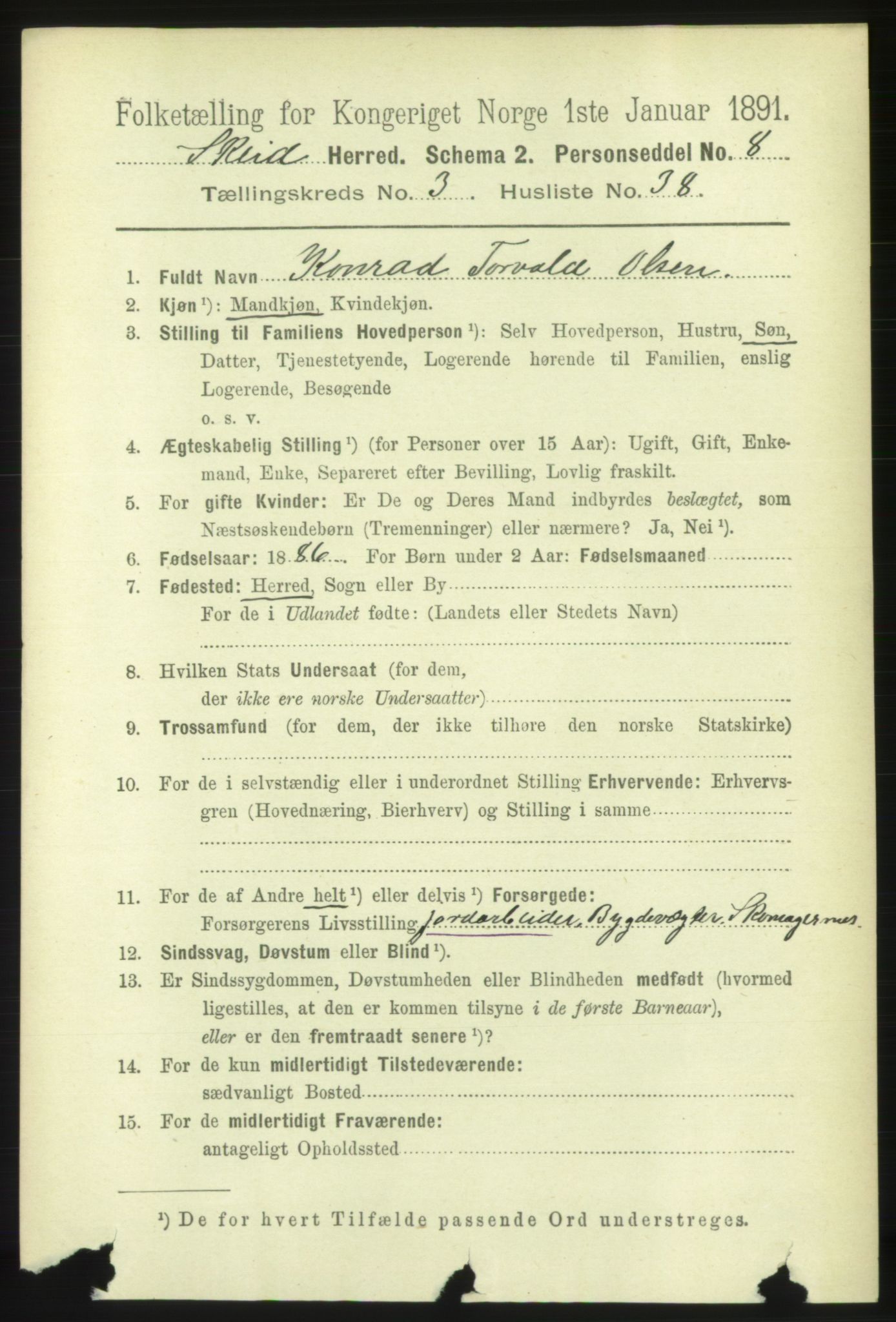 RA, 1891 census for 1732 Skei, 1891, p. 1300