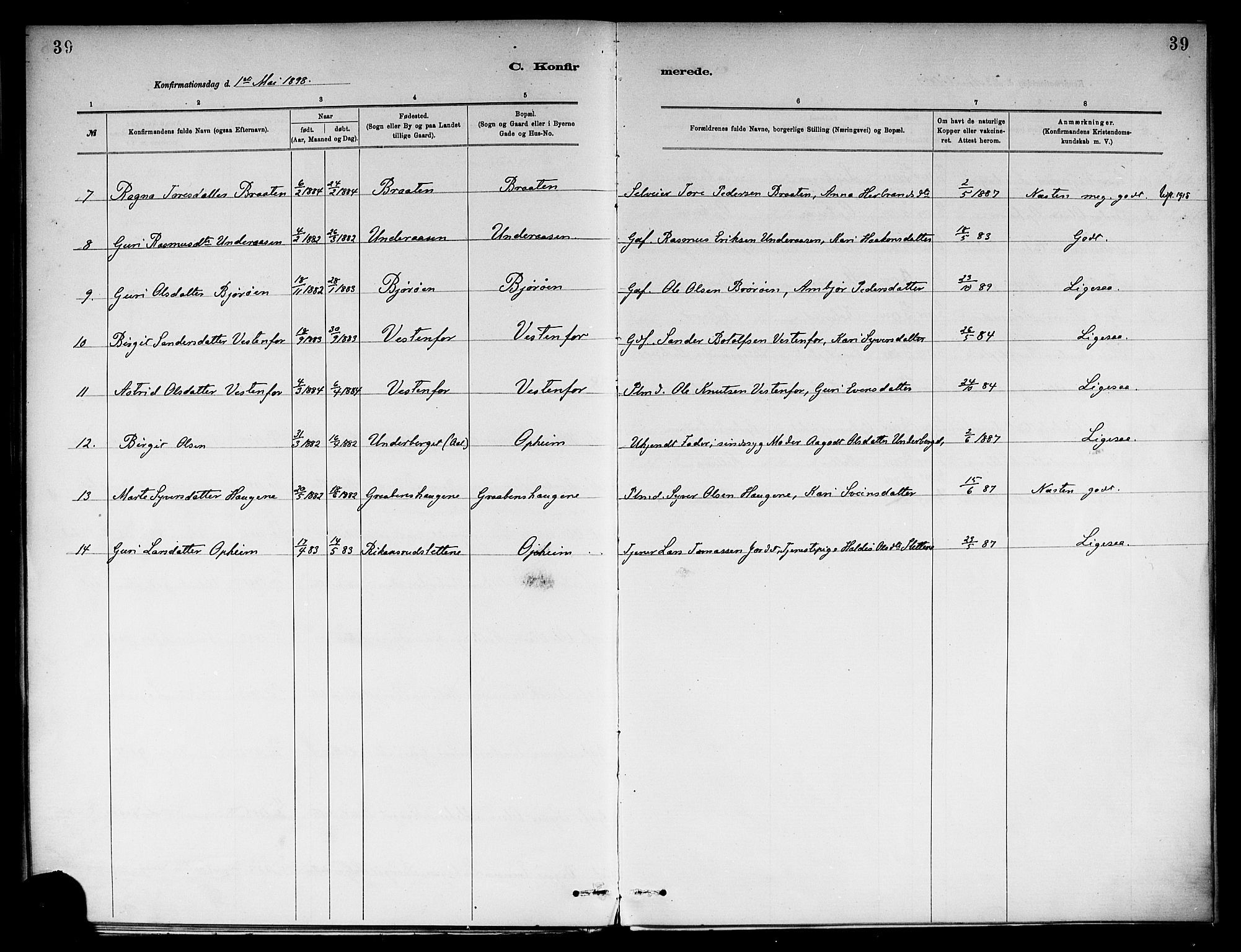 Ål kirkebøker, SAKO/A-249/F/Fb/L0001: Parish register (official) no. II 1, 1882-1899, p. 39