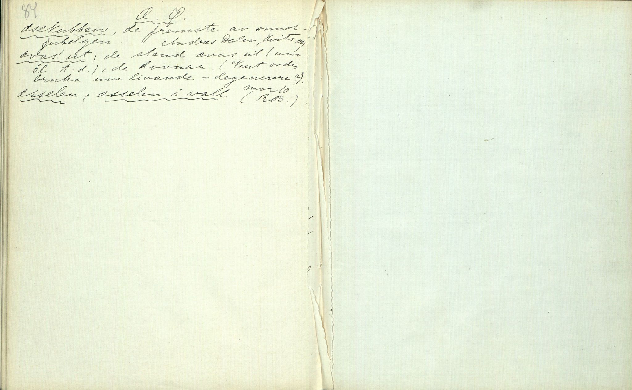 Rikard Berge, TEMU/TGM-A-1003/F/L0003/0002: 061-100 Innholdslister / 62 Ordsamling, 1910, p. 84