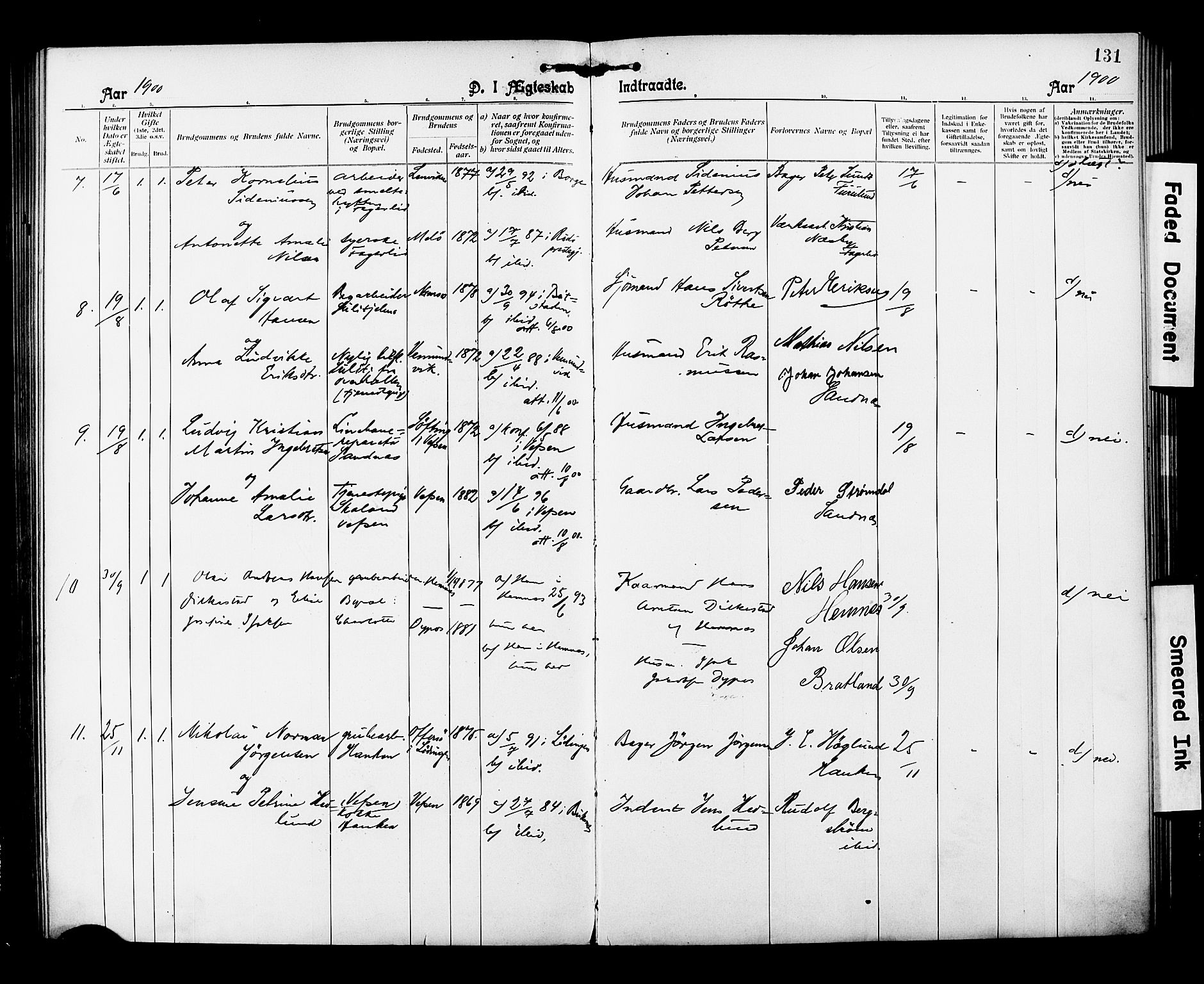 Ministerialprotokoller, klokkerbøker og fødselsregistre - Nordland, SAT/A-1459/850/L0709: Parish register (official) no. 850A01, 1899-1909, p. 131