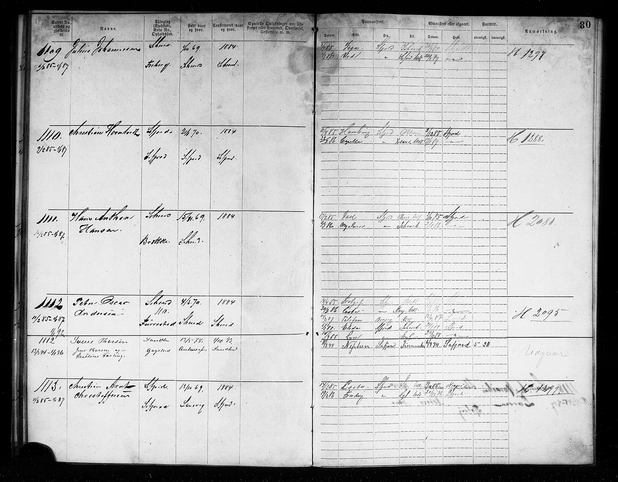 Sandefjord innrulleringskontor, AV/SAKO-A-788/F/Fa/L0004: Annotasjonsrulle, 1879-1889, p. 82