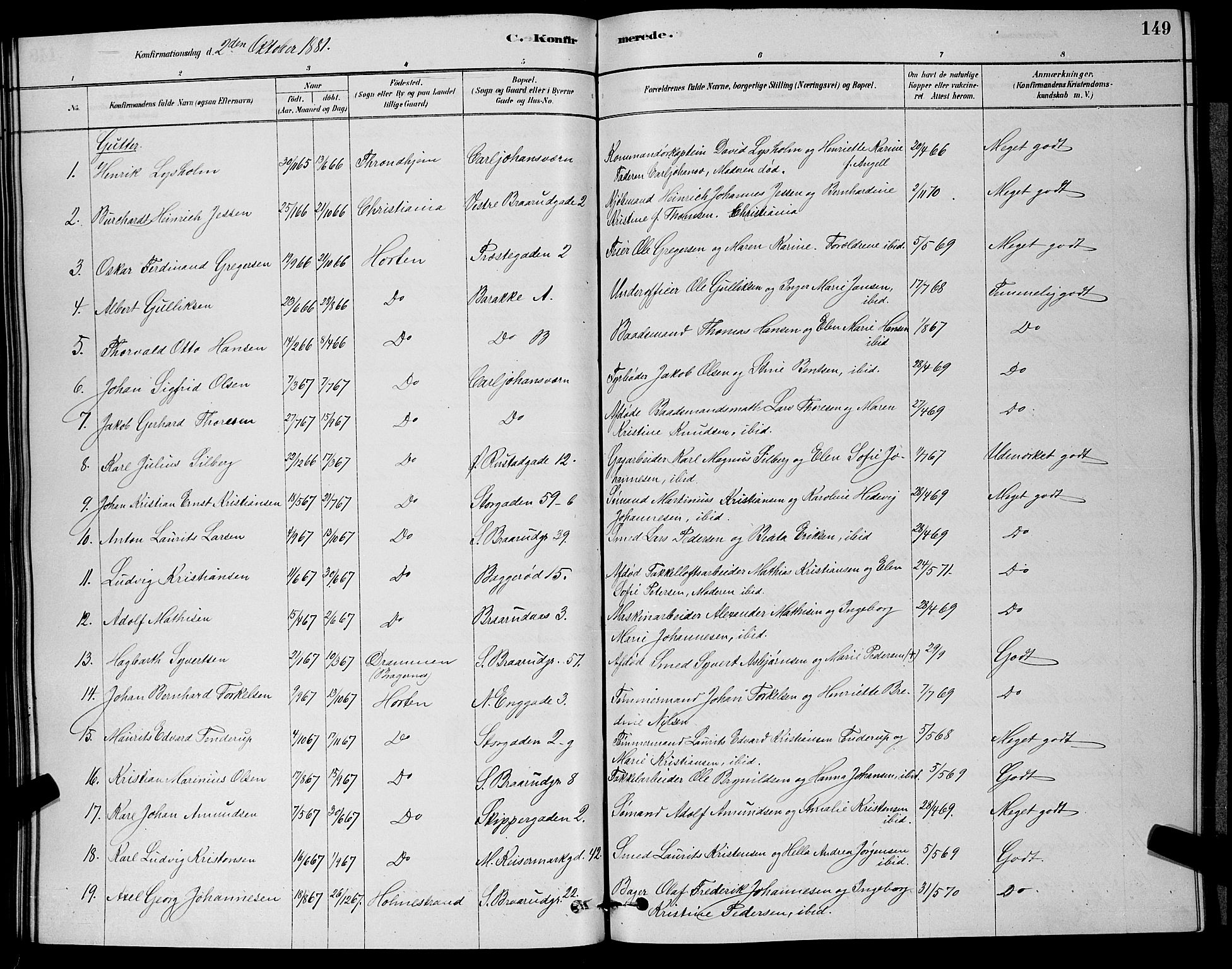 Horten kirkebøker, AV/SAKO-A-348/G/Ga/L0003: Parish register (copy) no. 4, 1878-1887, p. 149