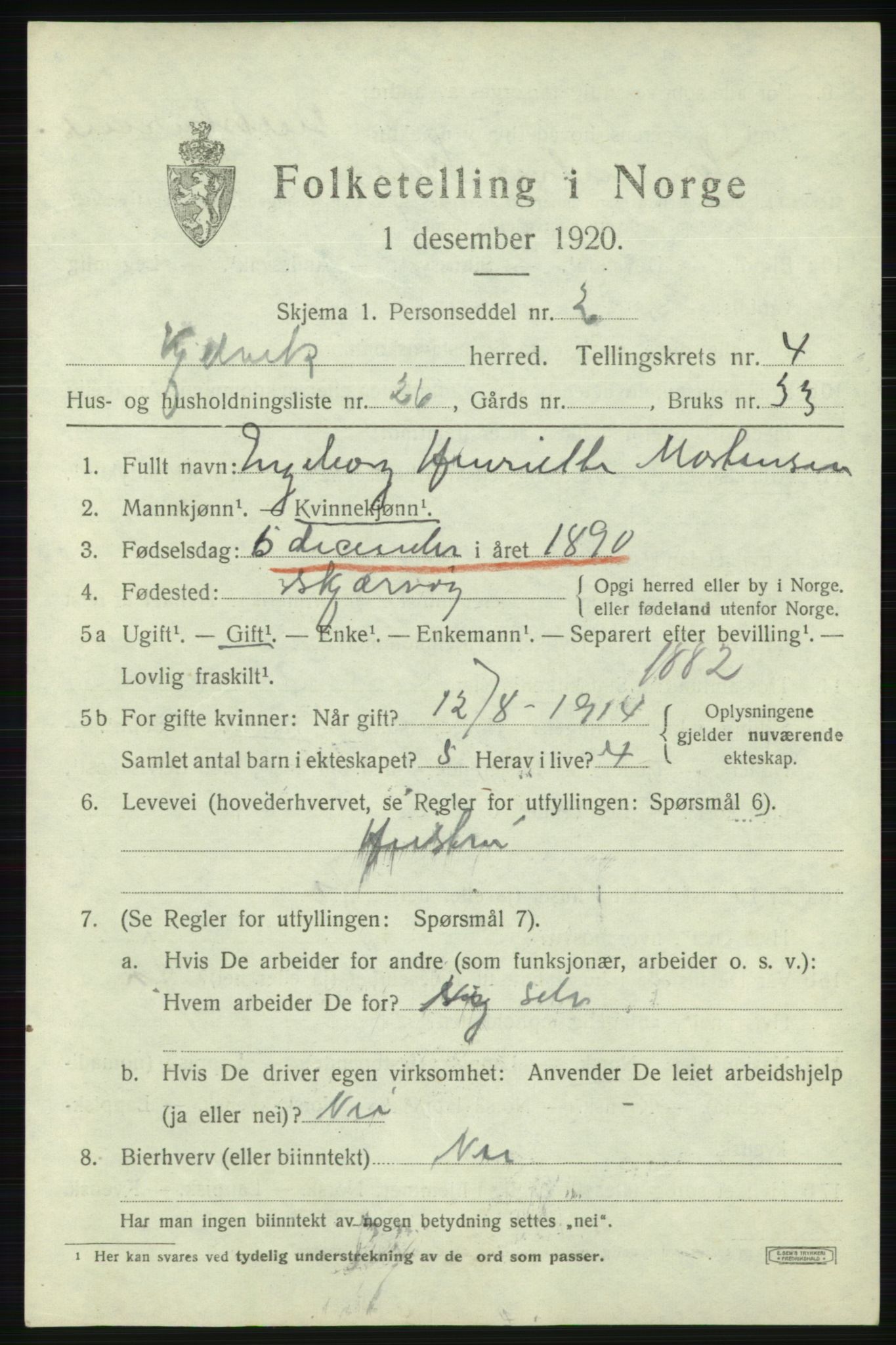 SATØ, 1920 census for Kjelvik, 1920, p. 2183