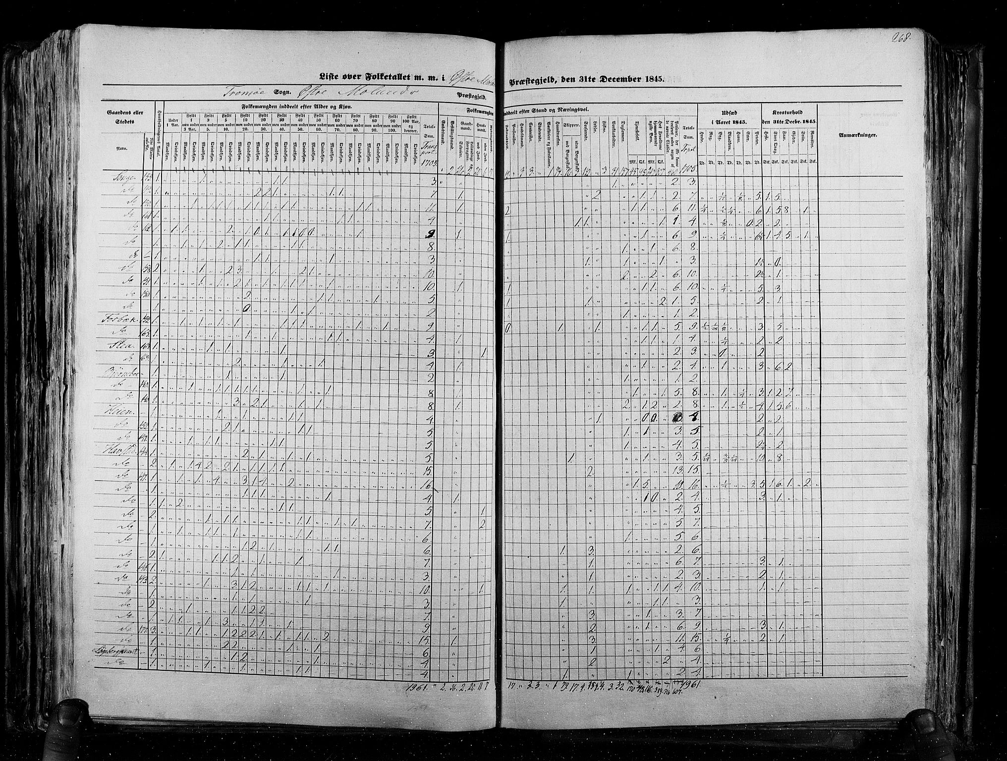 RA, Census 1845, vol. 5: Bratsberg amt og Nedenes og Råbyggelaget amt, 1845, p. 268