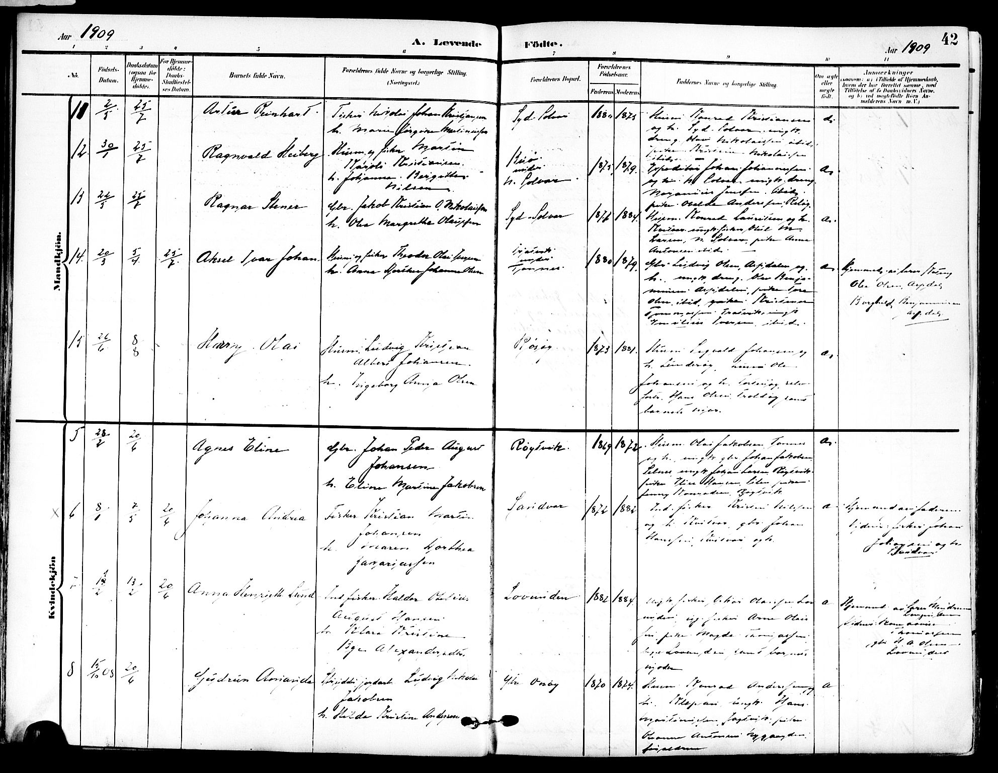 Ministerialprotokoller, klokkerbøker og fødselsregistre - Nordland, AV/SAT-A-1459/839/L0569: Parish register (official) no. 839A06, 1903-1922, p. 42