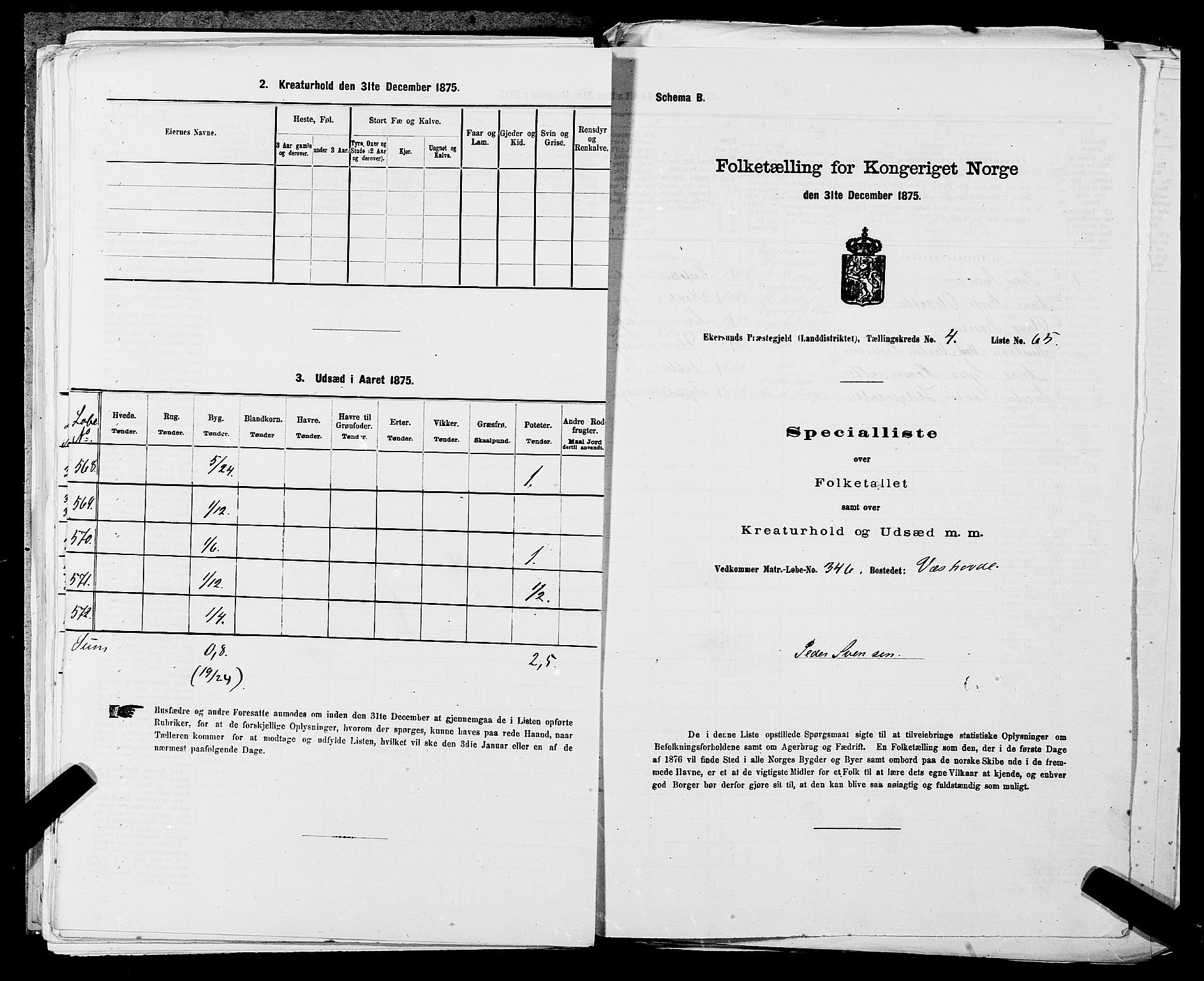 SAST, 1875 census for 1116L Eigersund/Eigersund og Ogna, 1875, p. 525