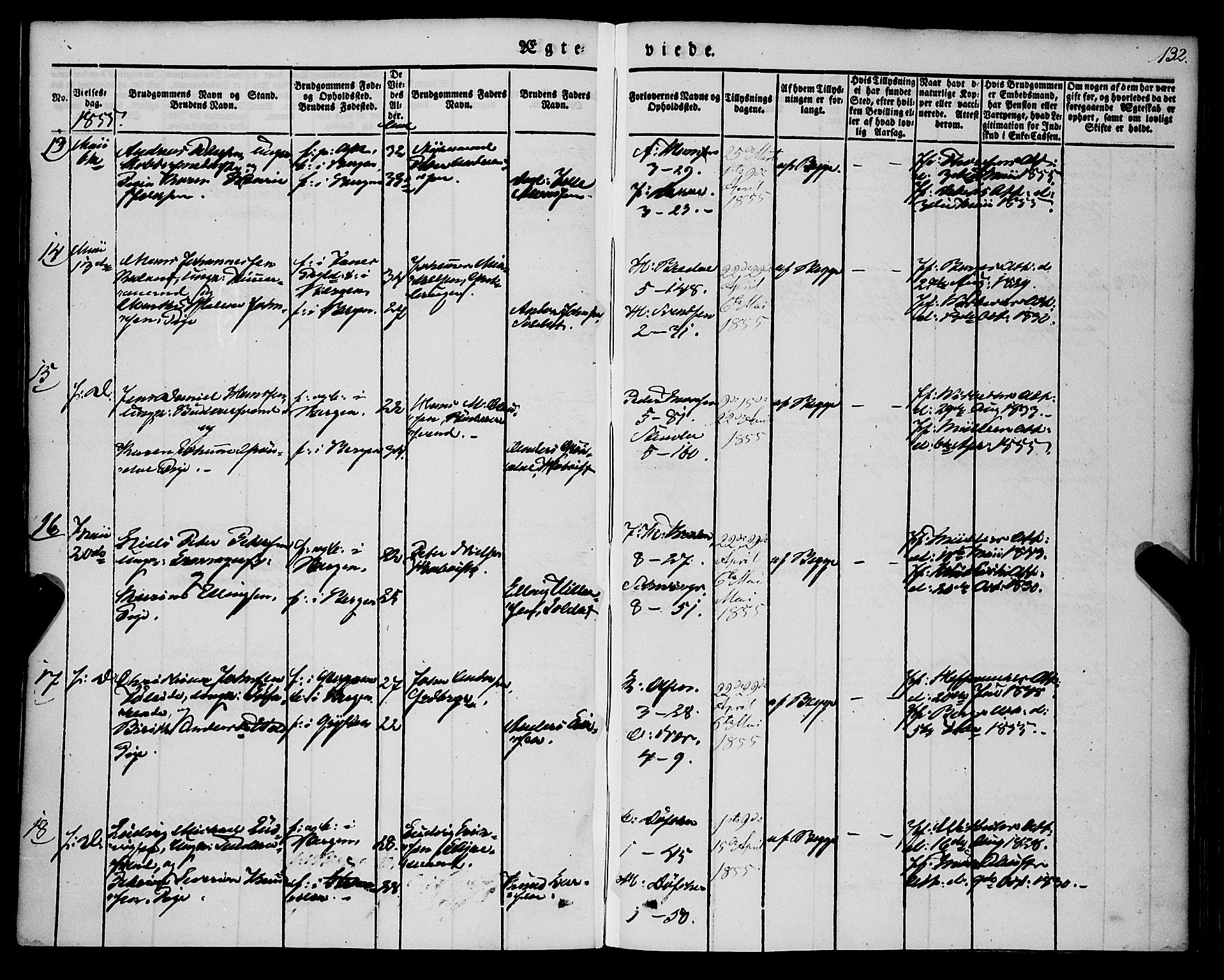 Nykirken Sokneprestembete, AV/SAB-A-77101/H/Haa/L0031: Parish register (official) no. D 1, 1834-1861, p. 132