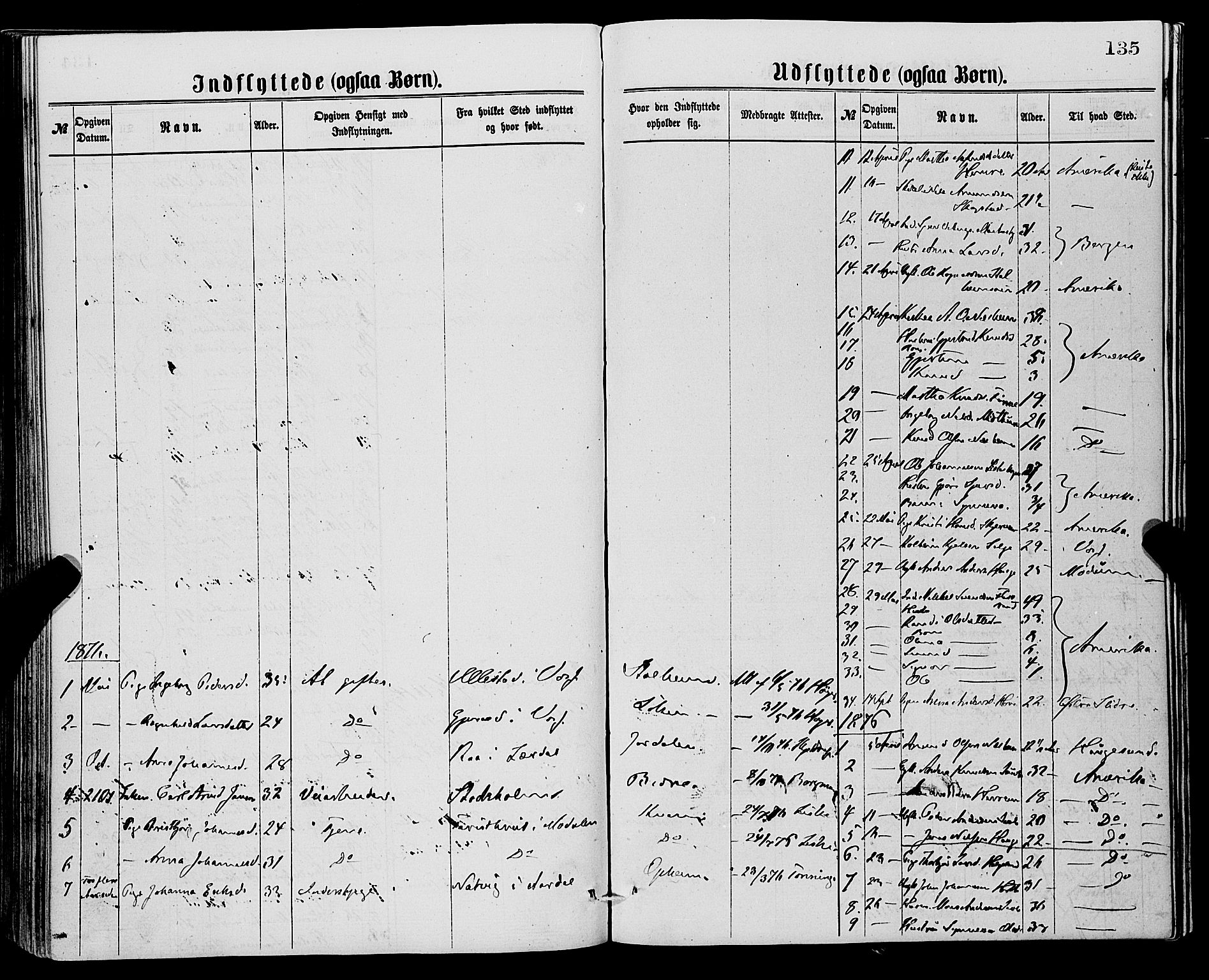 Vossestrand Sokneprestembete, SAB/A-79101/H/Haa: Parish register (official) no. A 1, 1866-1877, p. 135