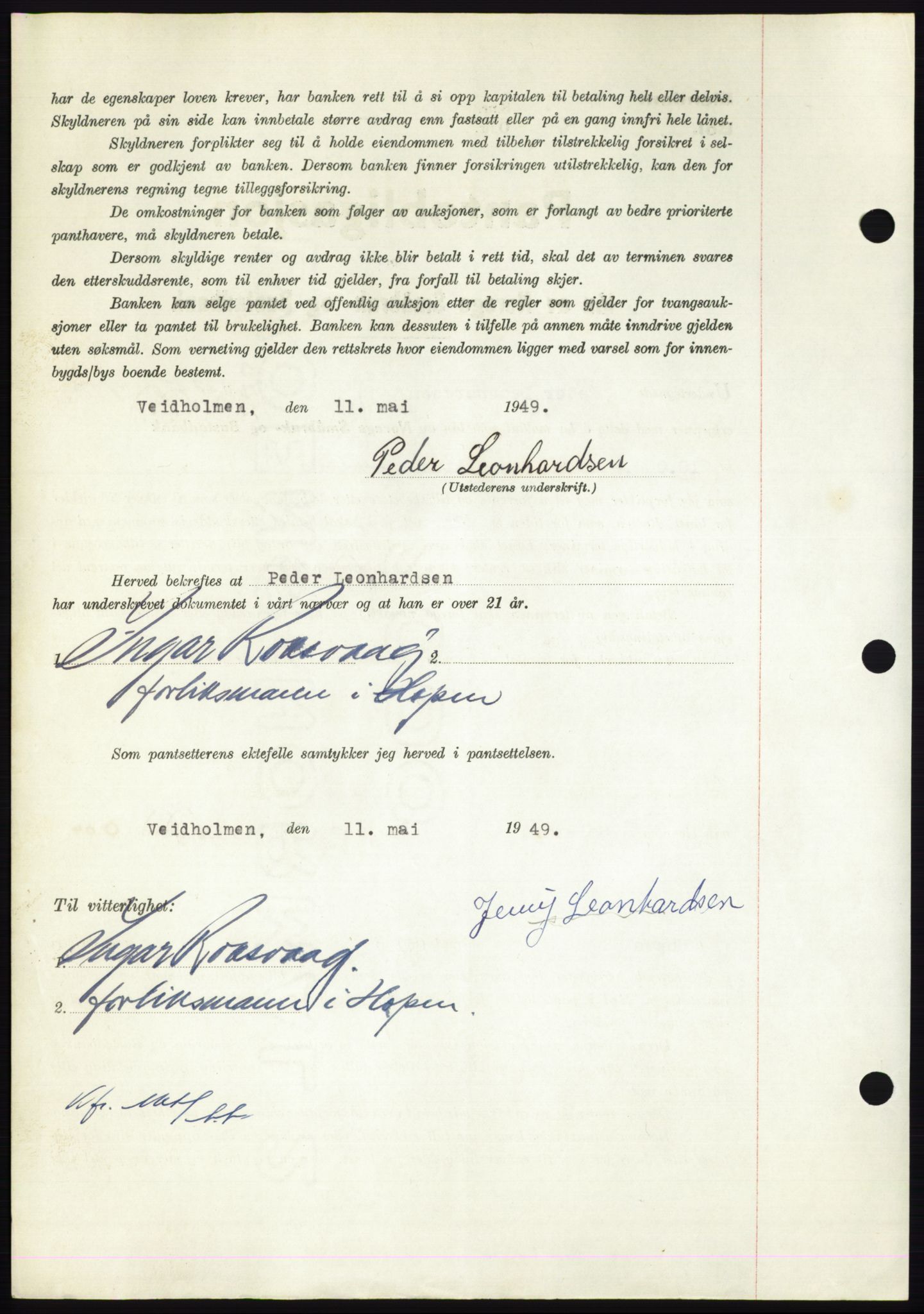 Nordmøre sorenskriveri, AV/SAT-A-4132/1/2/2Ca: Mortgage book no. B101, 1949-1949, Diary no: : 1338/1949