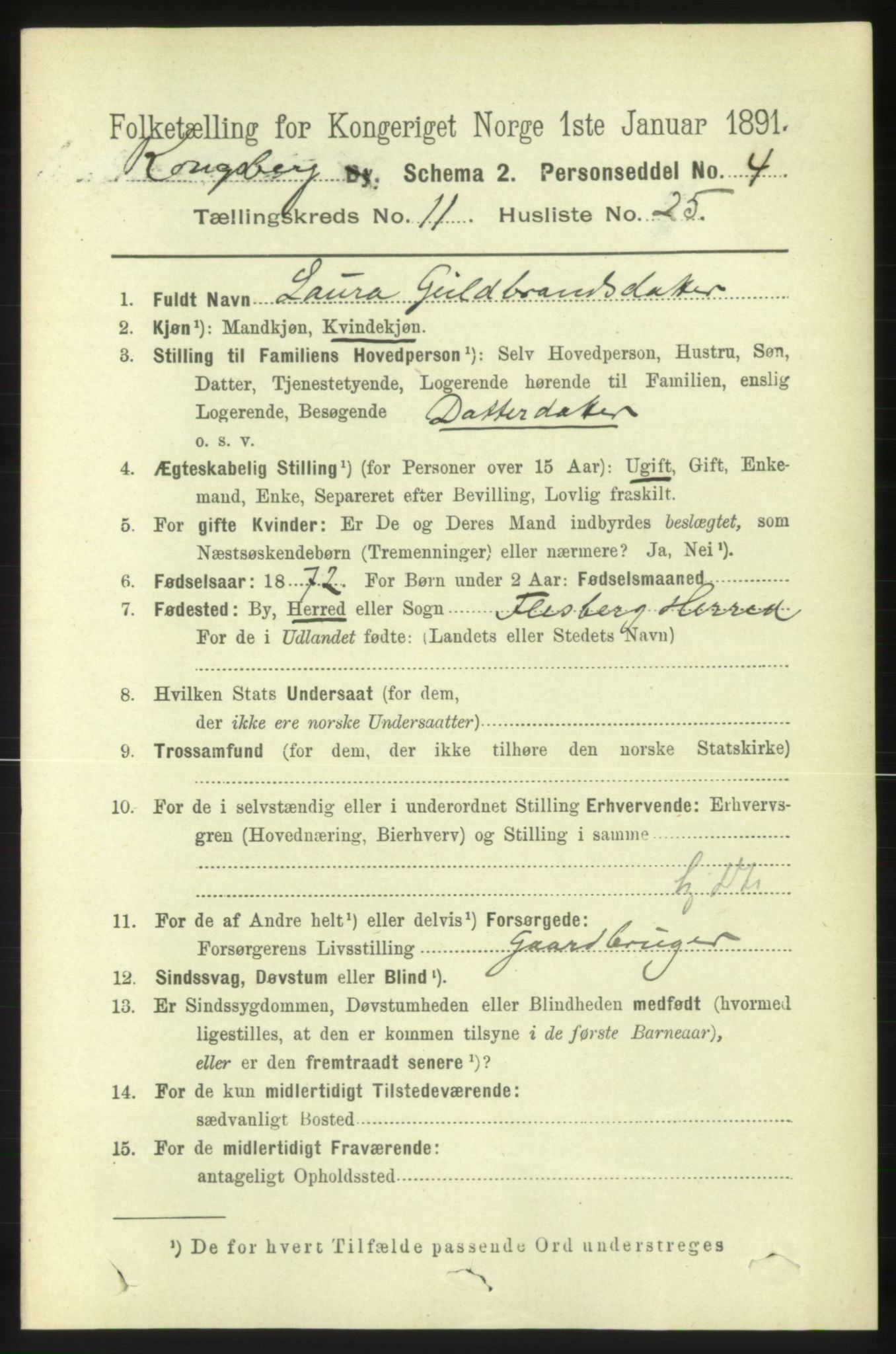 RA, 1891 census for 0604 Kongsberg, 1891, p. 6937