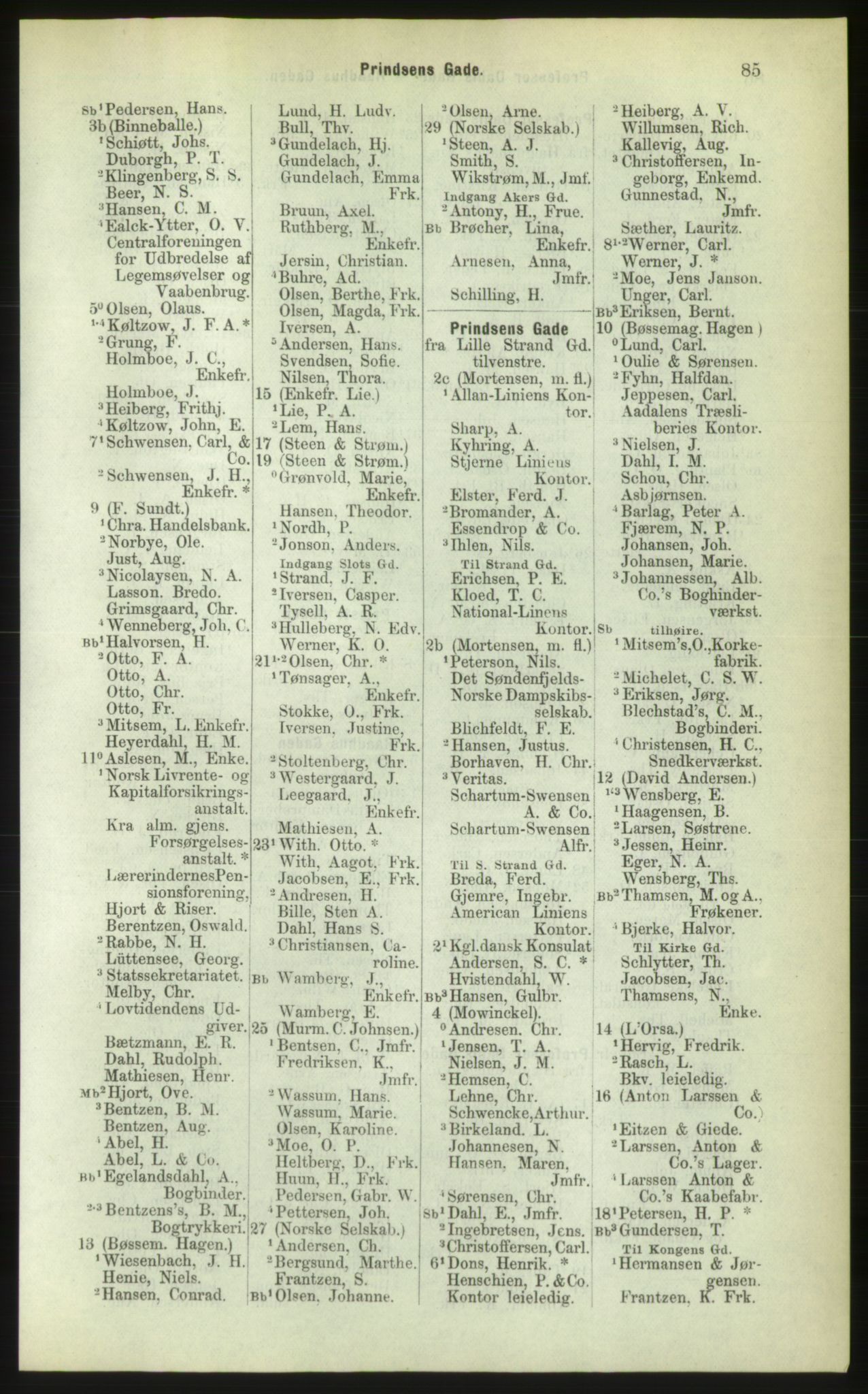 Kristiania/Oslo adressebok, PUBL/-, 1883, p. 85