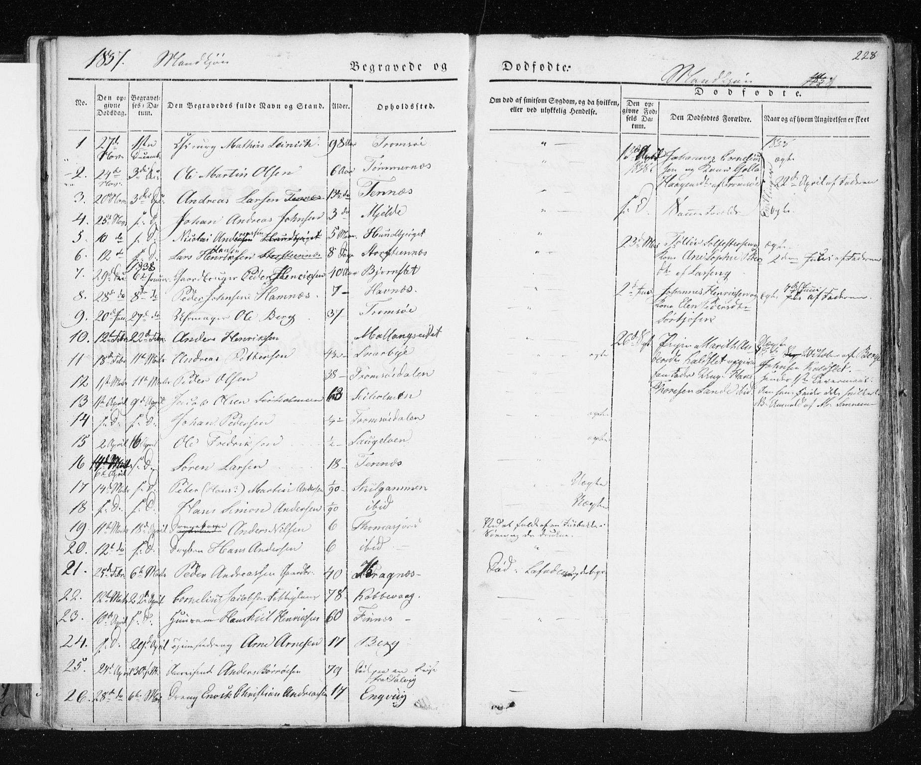 Tromsø sokneprestkontor/stiftsprosti/domprosti, SATØ/S-1343/G/Ga/L0009kirke: Parish register (official) no. 9, 1837-1847, p. 228