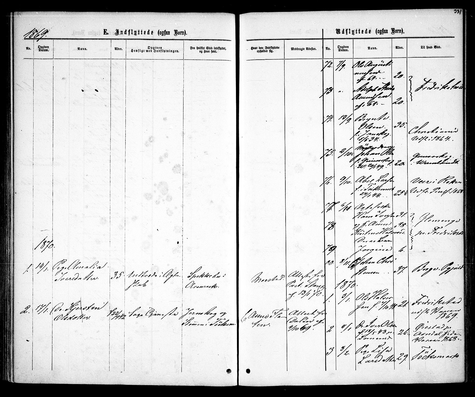 Rødenes prestekontor Kirkebøker, AV/SAO-A-2005/F/Fa/L0008: Parish register (official) no. I 8, 1869-1879, p. 331