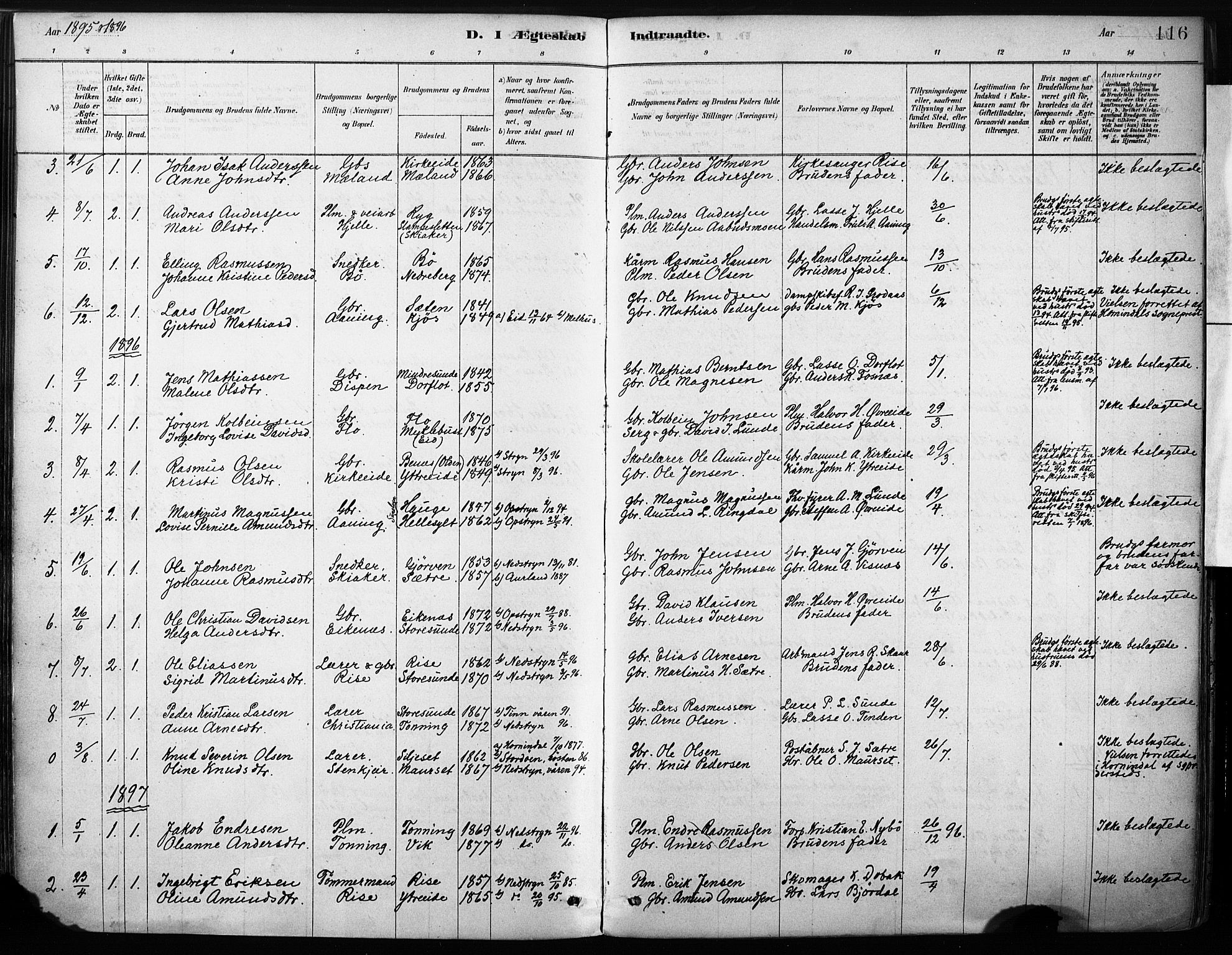 Stryn Sokneprestembete, AV/SAB-A-82501: Parish register (official) no. B 1, 1878-1907, p. 116