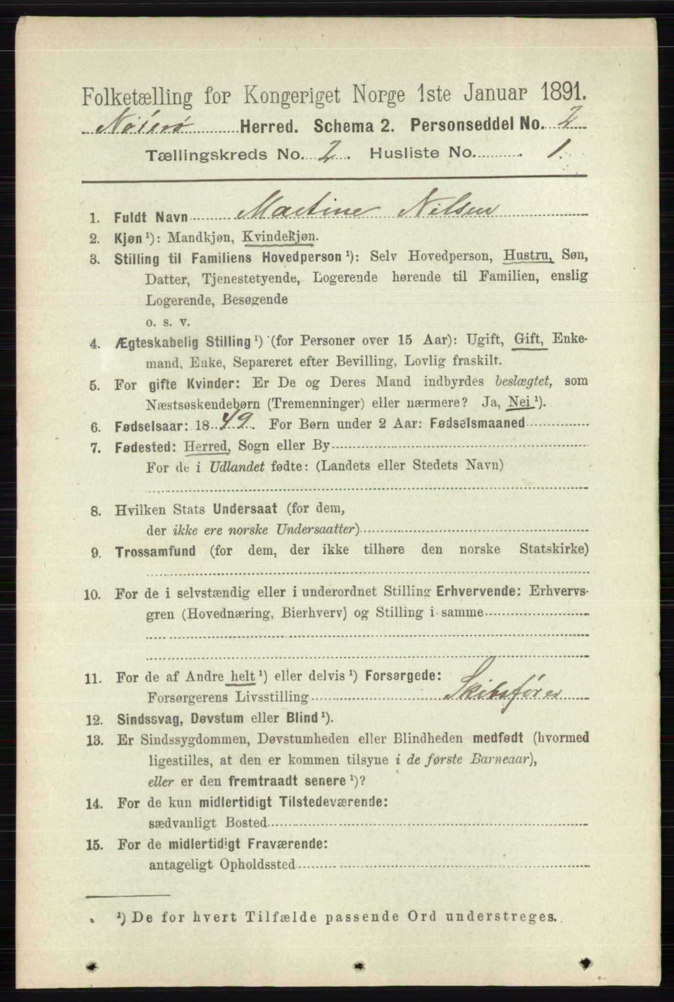 RA, 1891 census for 0722 Nøtterøy, 1891, p. 843