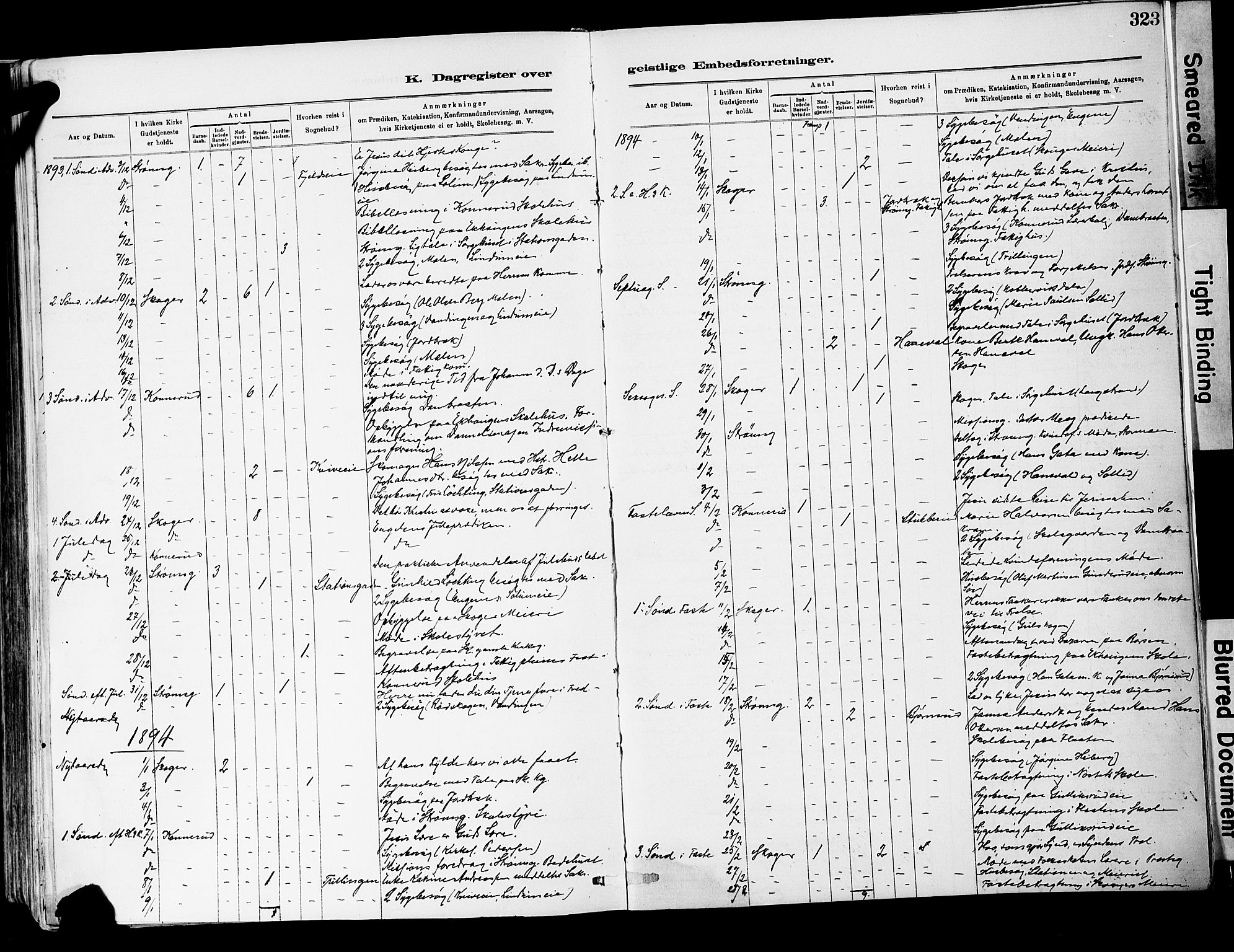 Strømsgodset kirkebøker, AV/SAKO-A-324/F/Fa/L0001: Parish register (official) no. 1, 1885-1909, p. 323