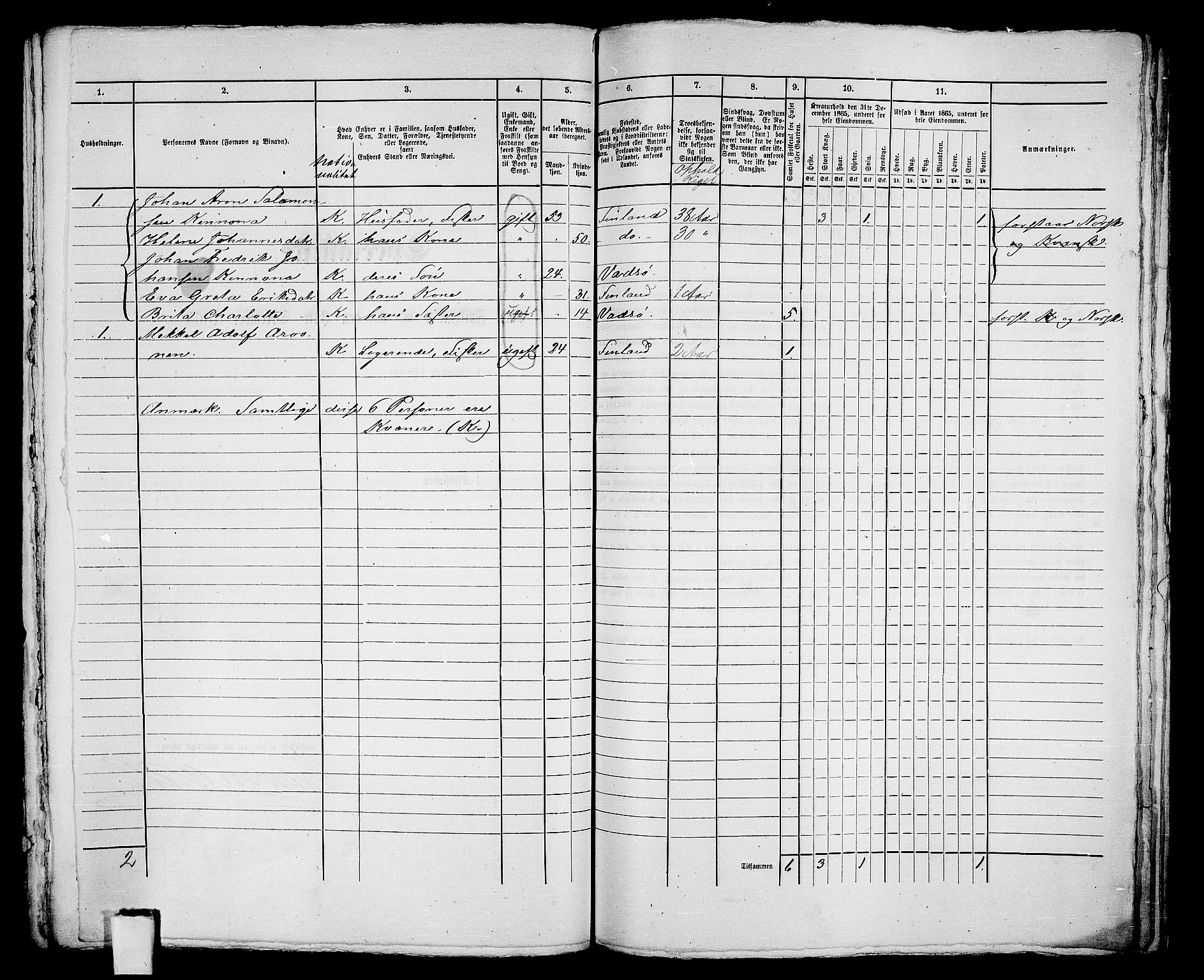 RA, 1865 census for Vadsø/Vadsø, 1865, p. 233