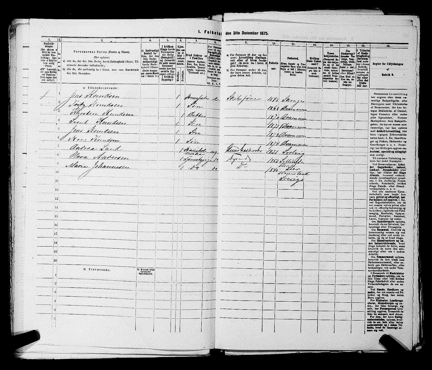 SAKO, 1875 census for 0602 Drammen, 1875, p. 2012