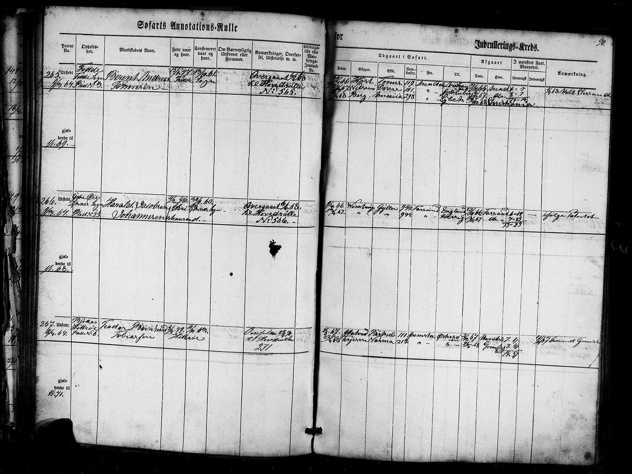 Flekkefjord mønstringskrets, AV/SAK-2031-0018/F/Fa/L0004: Annotasjonsrulle nr 1-435 med register, Æ-1, 1860-1867, p. 108