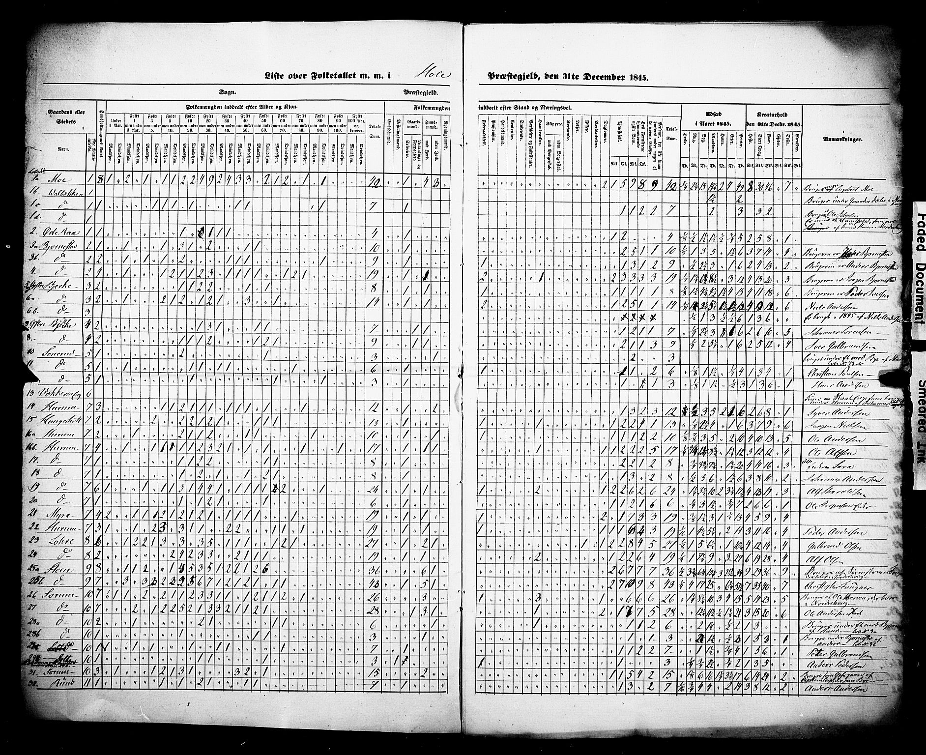 , Census 1845 for Hole, 1845, p. 3