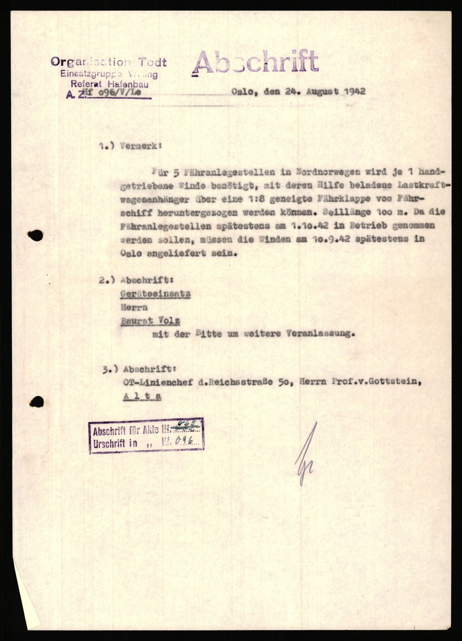 Tyske arkiver, Organisation Todt (OT), Einsatzgruppe Wiking, AV/RA-RAFA-2188/1/E/E2/E2d/L0023: Fähren und Anlegen, 1942-1944, p. 136