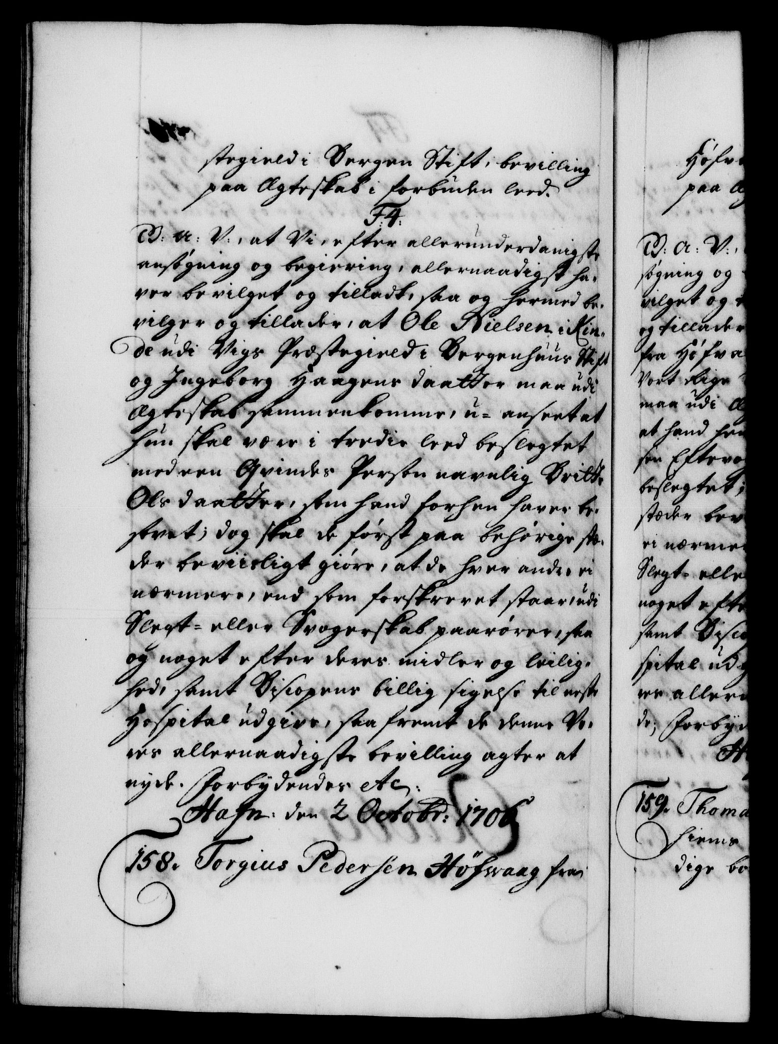 Danske Kanselli 1572-1799, RA/EA-3023/F/Fc/Fca/Fcaa/L0019: Norske registre, 1704-1707, p. 396b