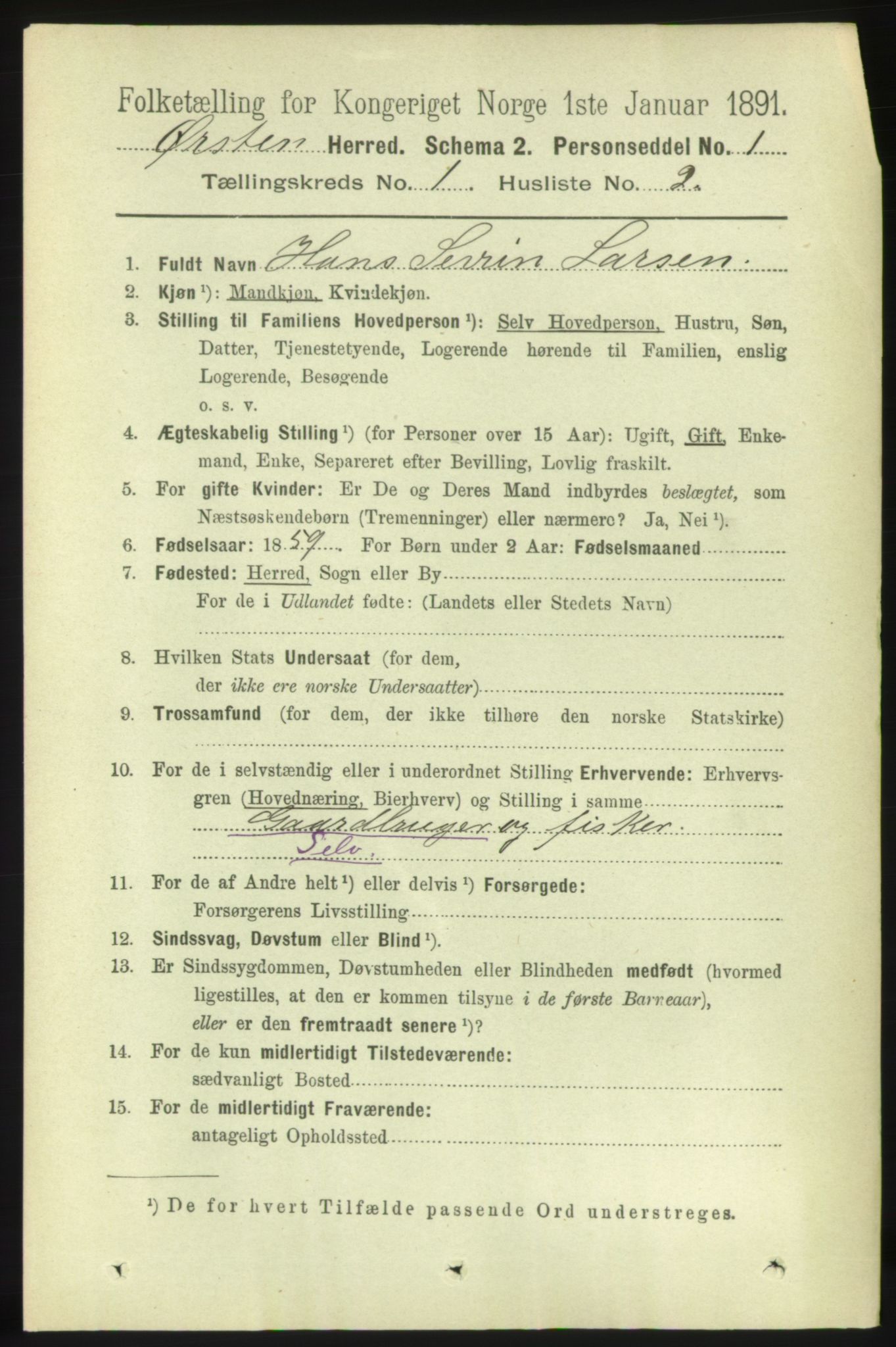 RA, 1891 census for 1520 Ørsta, 1891, p. 75