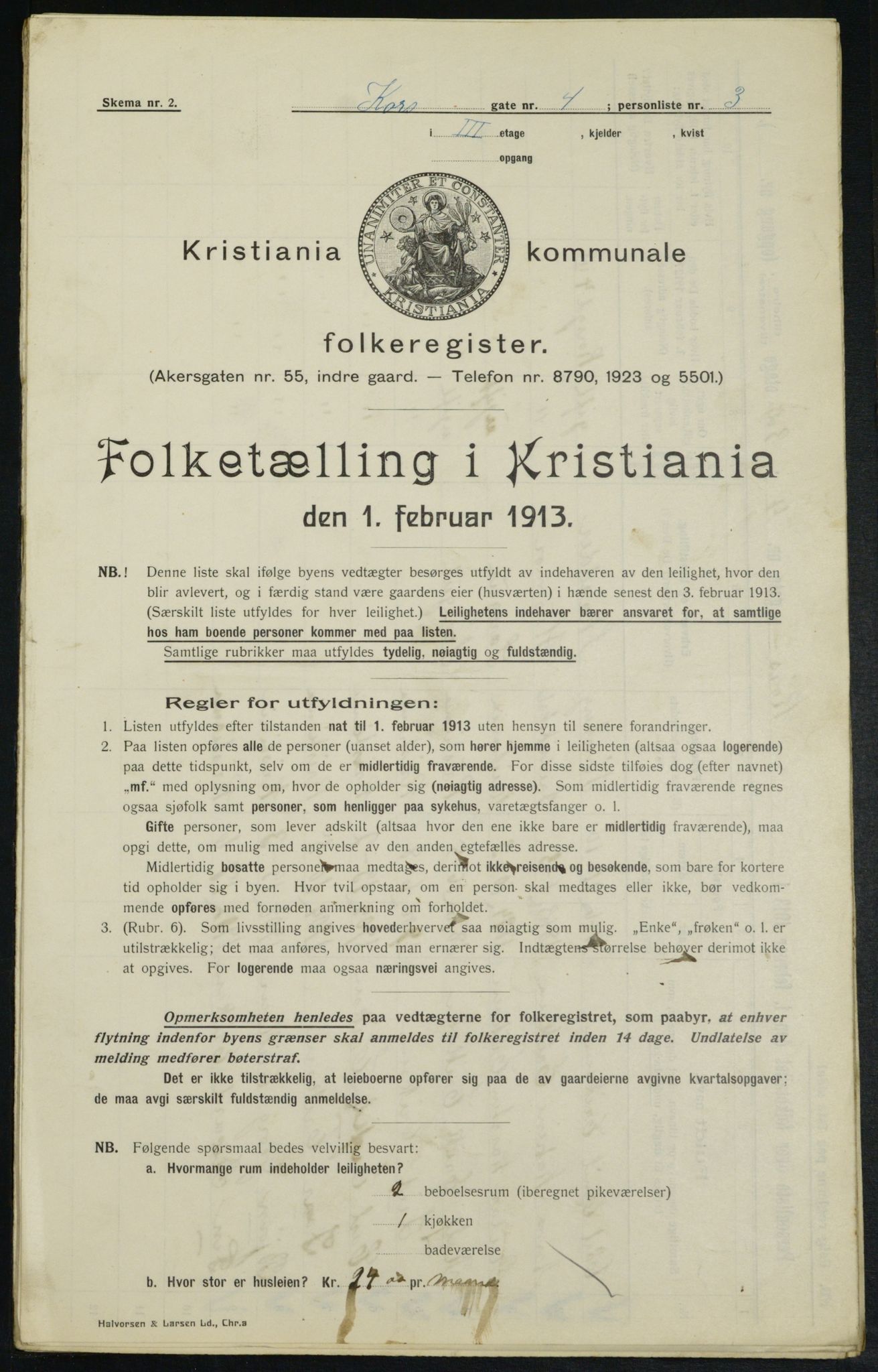 OBA, Municipal Census 1913 for Kristiania, 1913, p. 53146