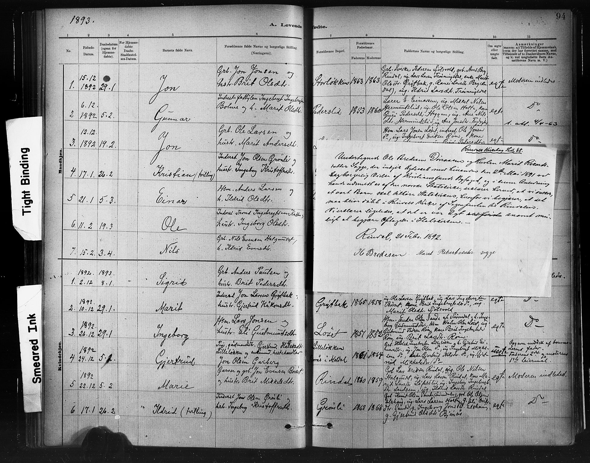Ministerialprotokoller, klokkerbøker og fødselsregistre - Møre og Romsdal, SAT/A-1454/598/L1069: Parish register (official) no. 598A03, 1882-1895, p. 94