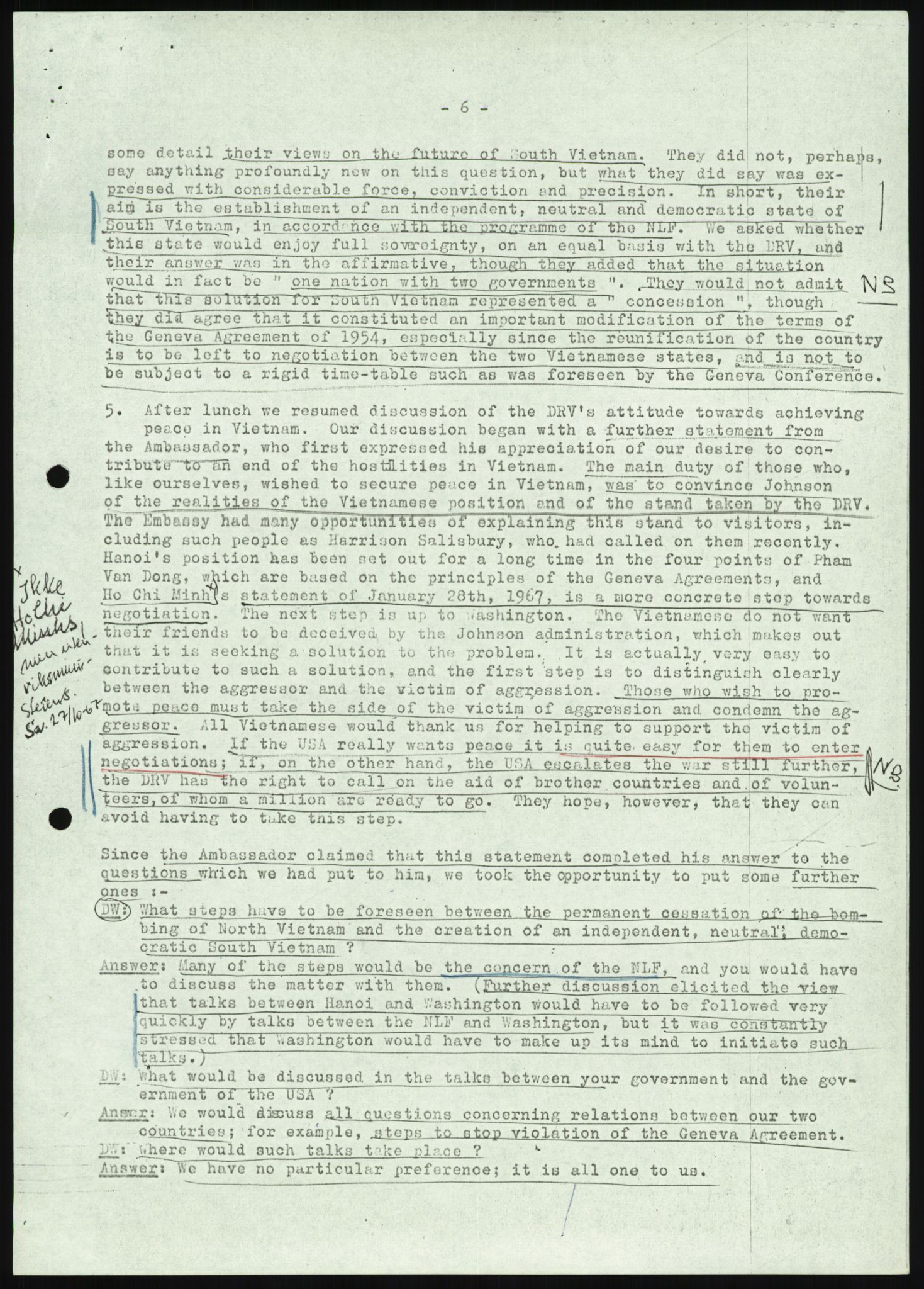 Utenriksdepartementet, hovedarkiv, AV/RA-S-6794/D/Da/Daa/L0969/0001: Verdenspolitikk. Fremmede staters politikk. Generelt / Sør-Vietnam: Nobelpristakeres fredsaksjoner (2 mapper), 1967-1969, p. 20