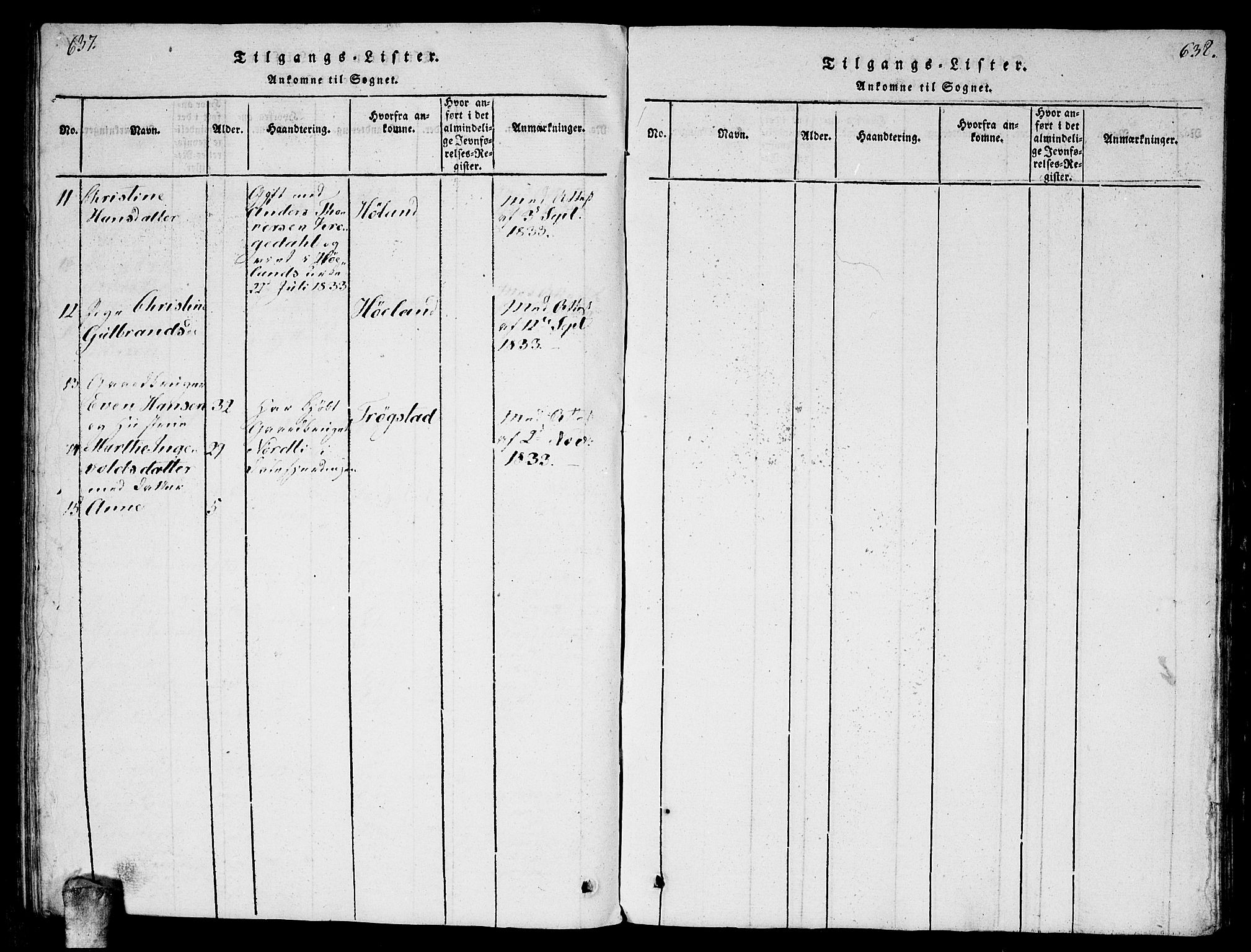 Enebakk prestekontor Kirkebøker, AV/SAO-A-10171c/G/Ga/L0001: Parish register (copy) no. I 1, 1815-1833, p. 637-638