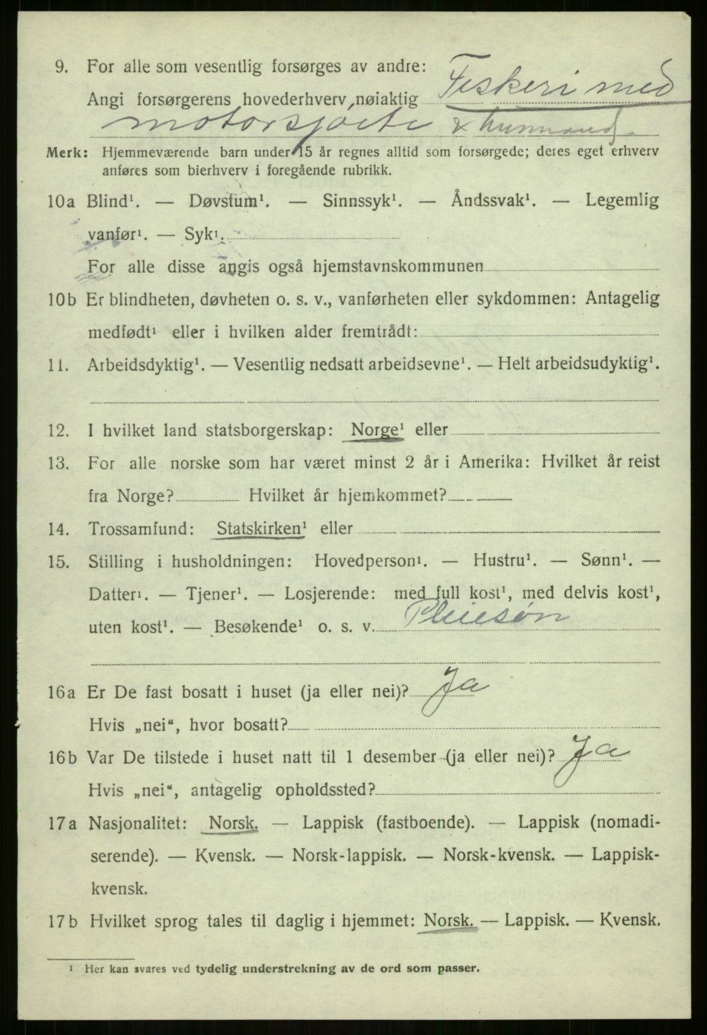 SATØ, 1920 census for Berg, 1920, p. 2739