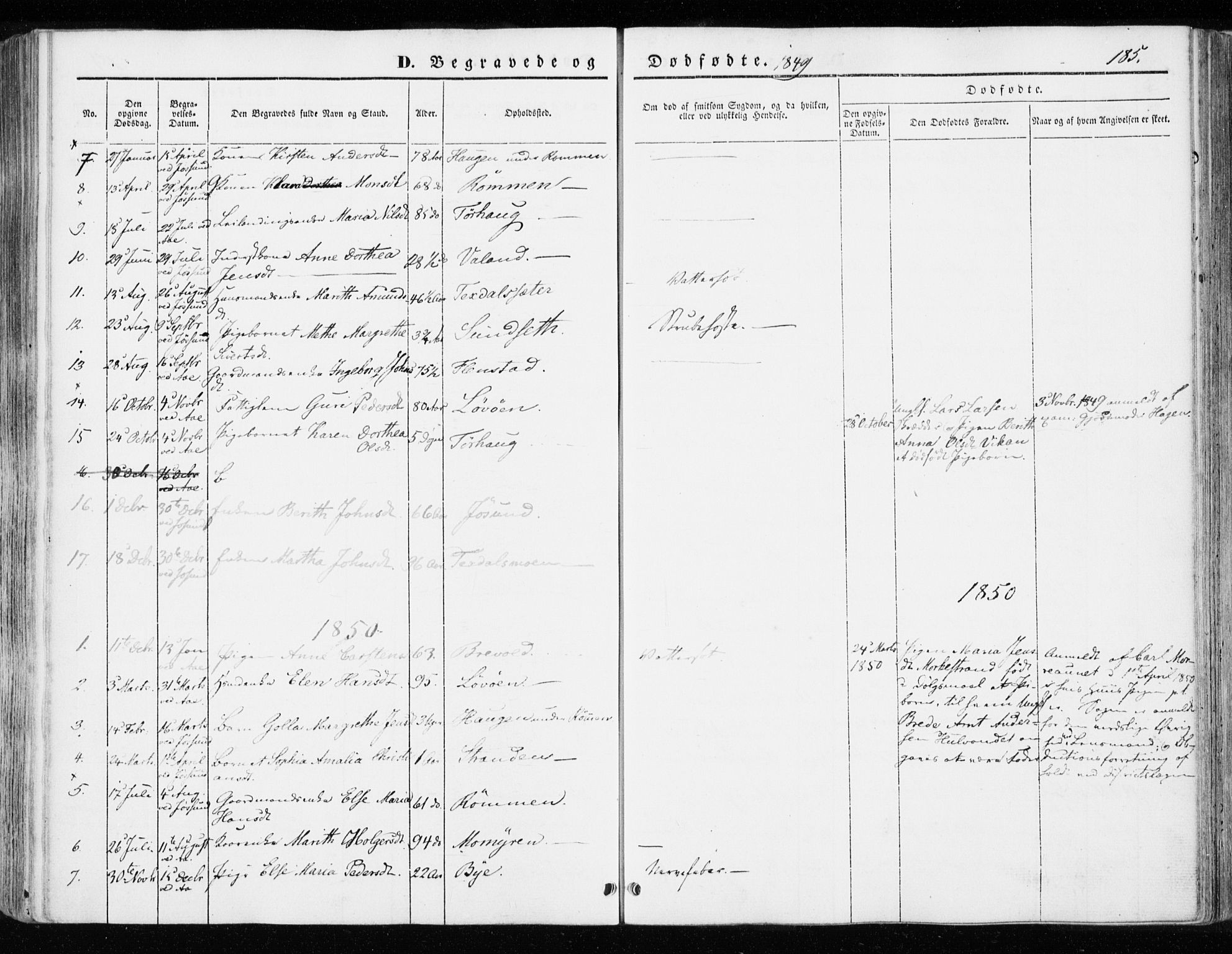 Ministerialprotokoller, klokkerbøker og fødselsregistre - Sør-Trøndelag, SAT/A-1456/655/L0677: Parish register (official) no. 655A06, 1847-1860, p. 185