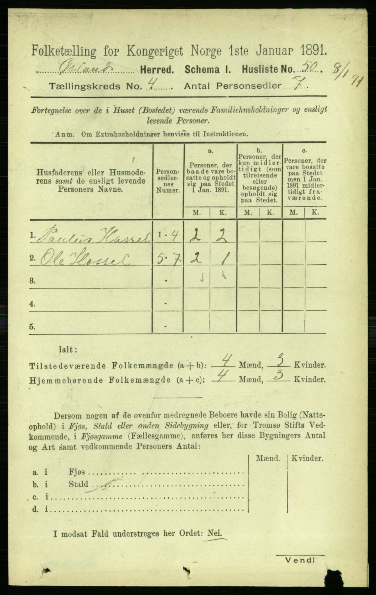 RA, 1891 census for 1621 Ørland, 1891, p. 1306