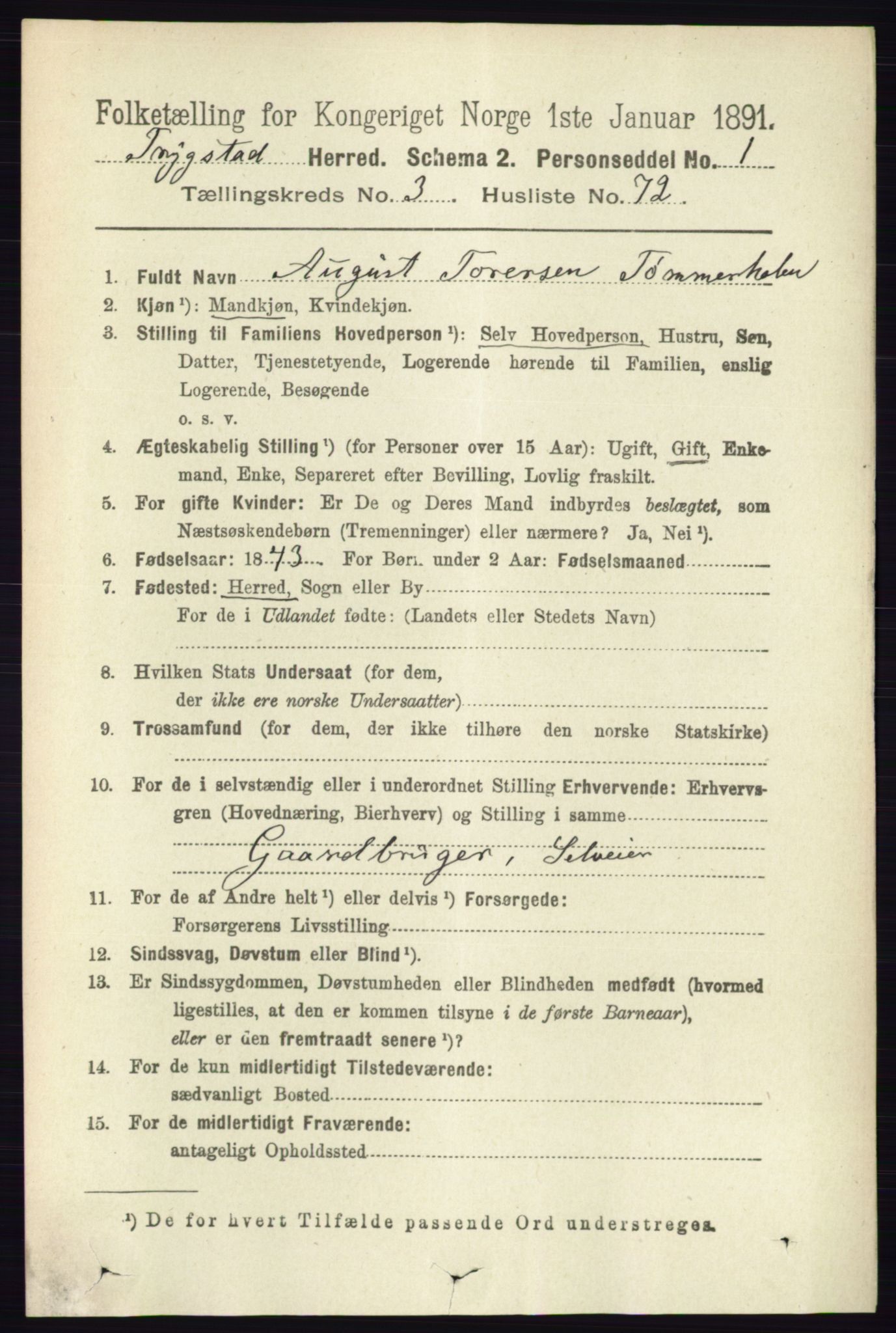 RA, 1891 Census for 0122 Trøgstad, 1891, p. 1504