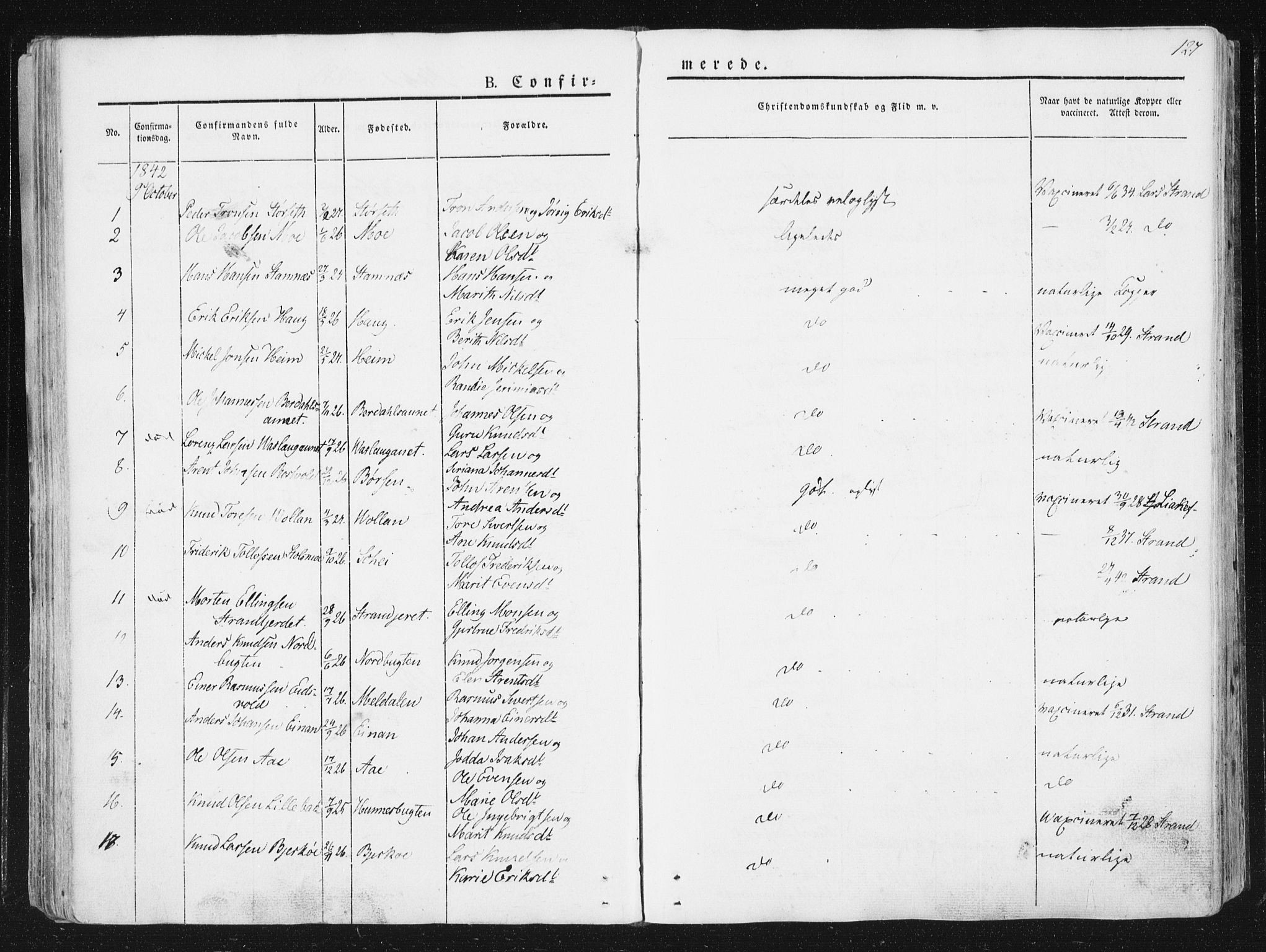 Ministerialprotokoller, klokkerbøker og fødselsregistre - Sør-Trøndelag, AV/SAT-A-1456/630/L0493: Parish register (official) no. 630A06, 1841-1851, p. 127