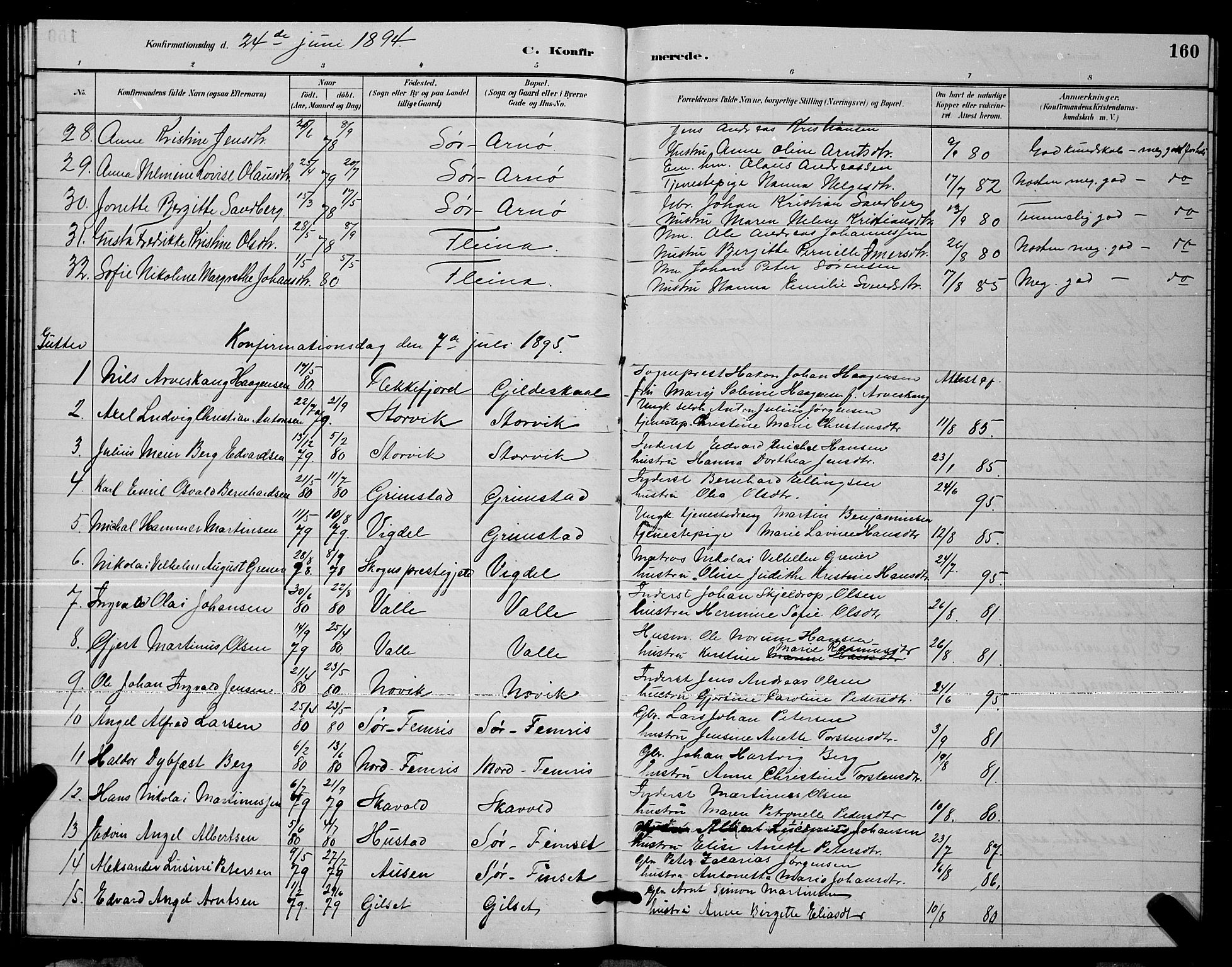 Ministerialprotokoller, klokkerbøker og fødselsregistre - Nordland, AV/SAT-A-1459/805/L0108: Parish register (copy) no. 805C04, 1885-1899, p. 160