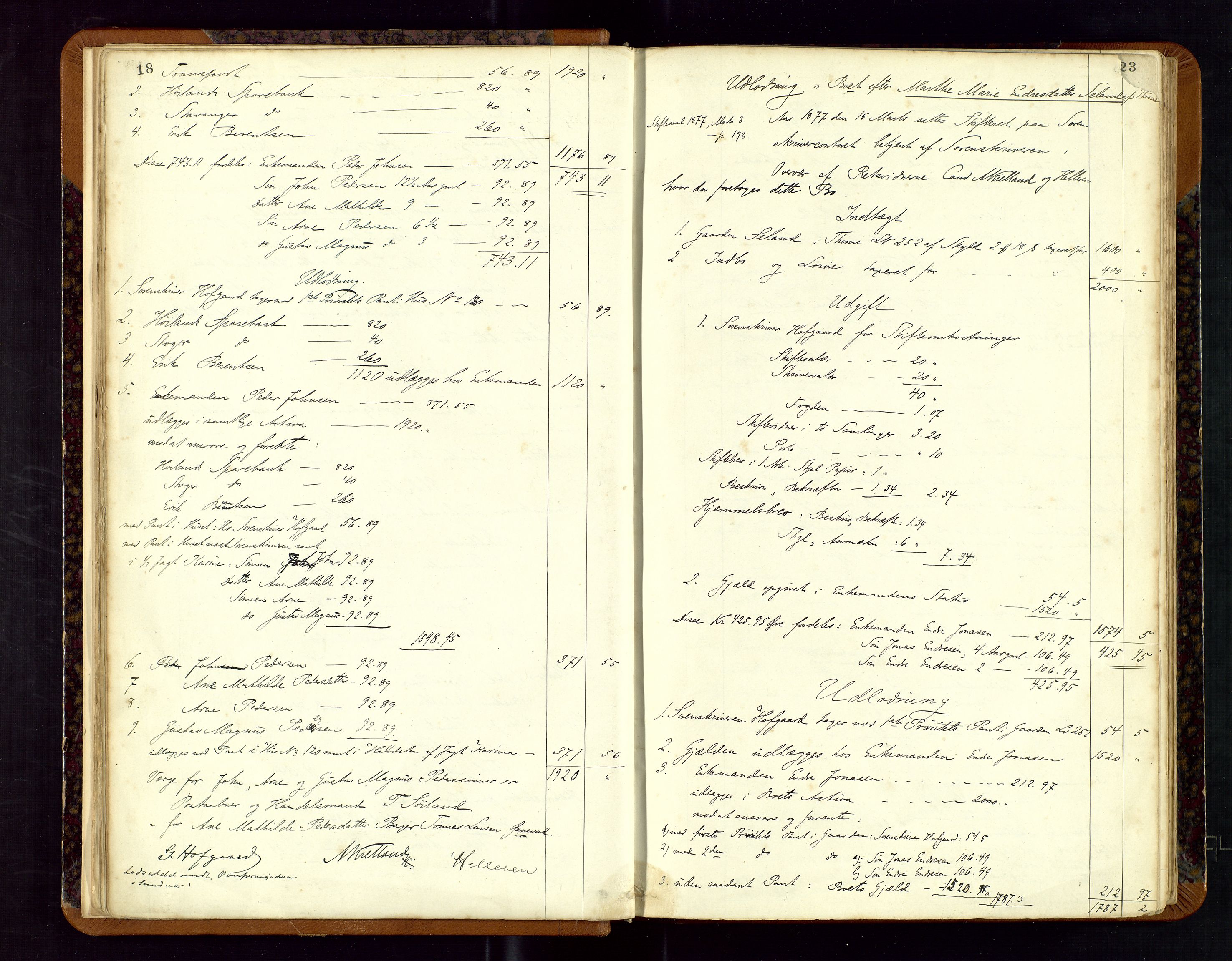 Jæren sorenskriveri, AV/SAST-A-100310/01/5/50/50BB/L0002: SKIFTEUTLODNINGSPROTOKOLL, 1877-1882, p. 18-19